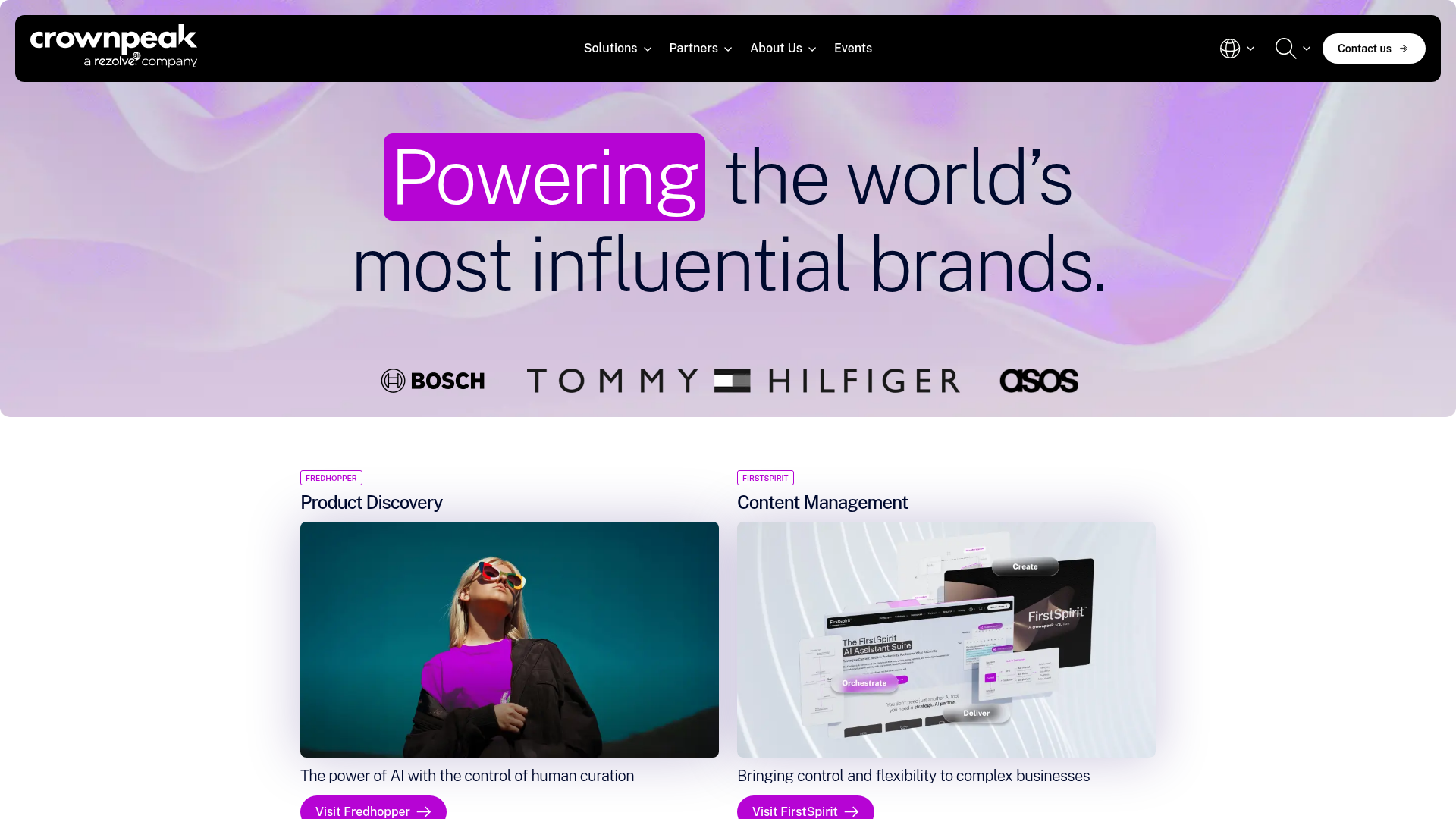 Crownpeak digital experience platform homepage