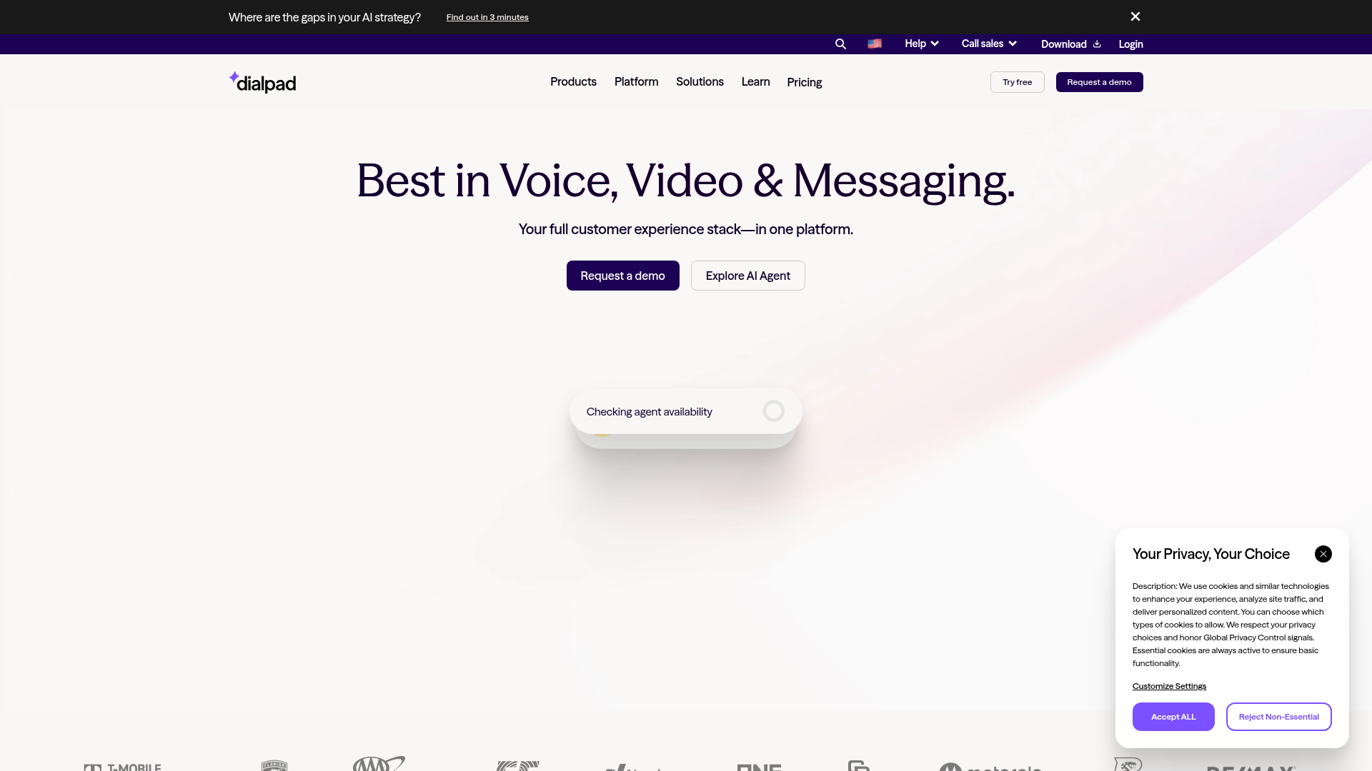 Dialpad AI communications platform homepage