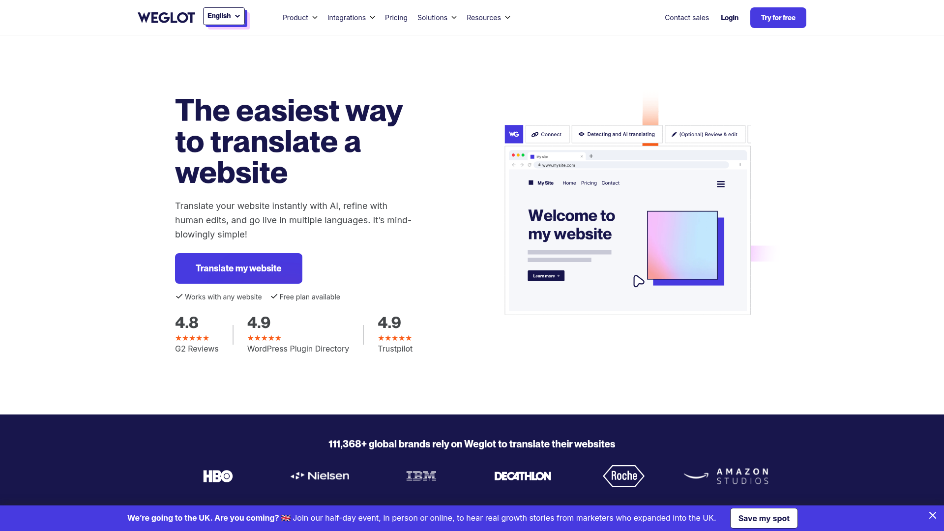 Weglot no-code website translation platform