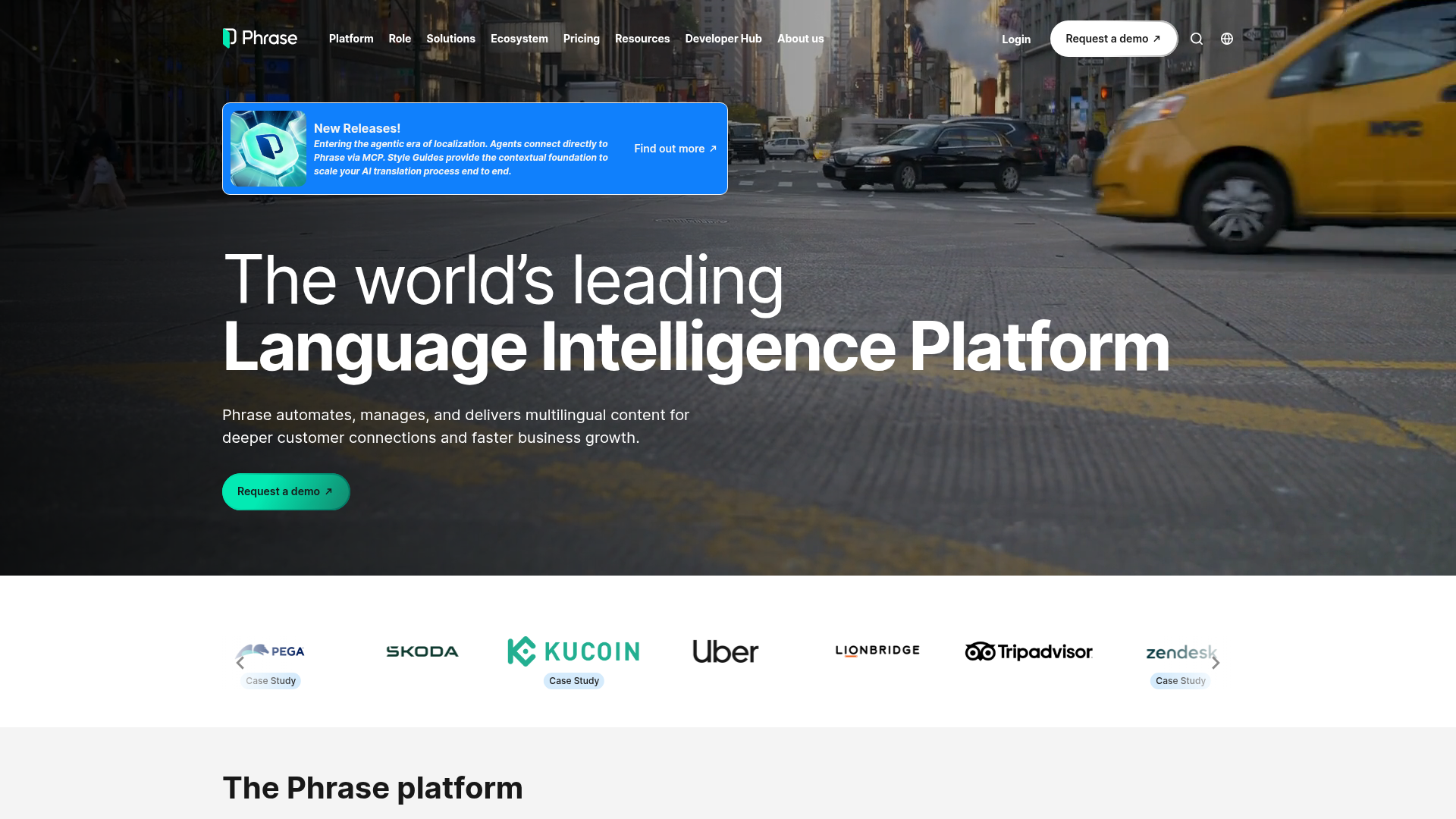 Phrase localization platform dashboard