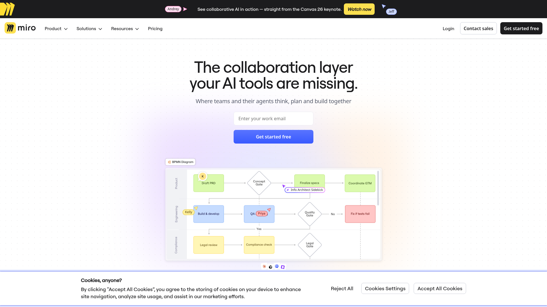 Miro visual collaboration canvas homepage