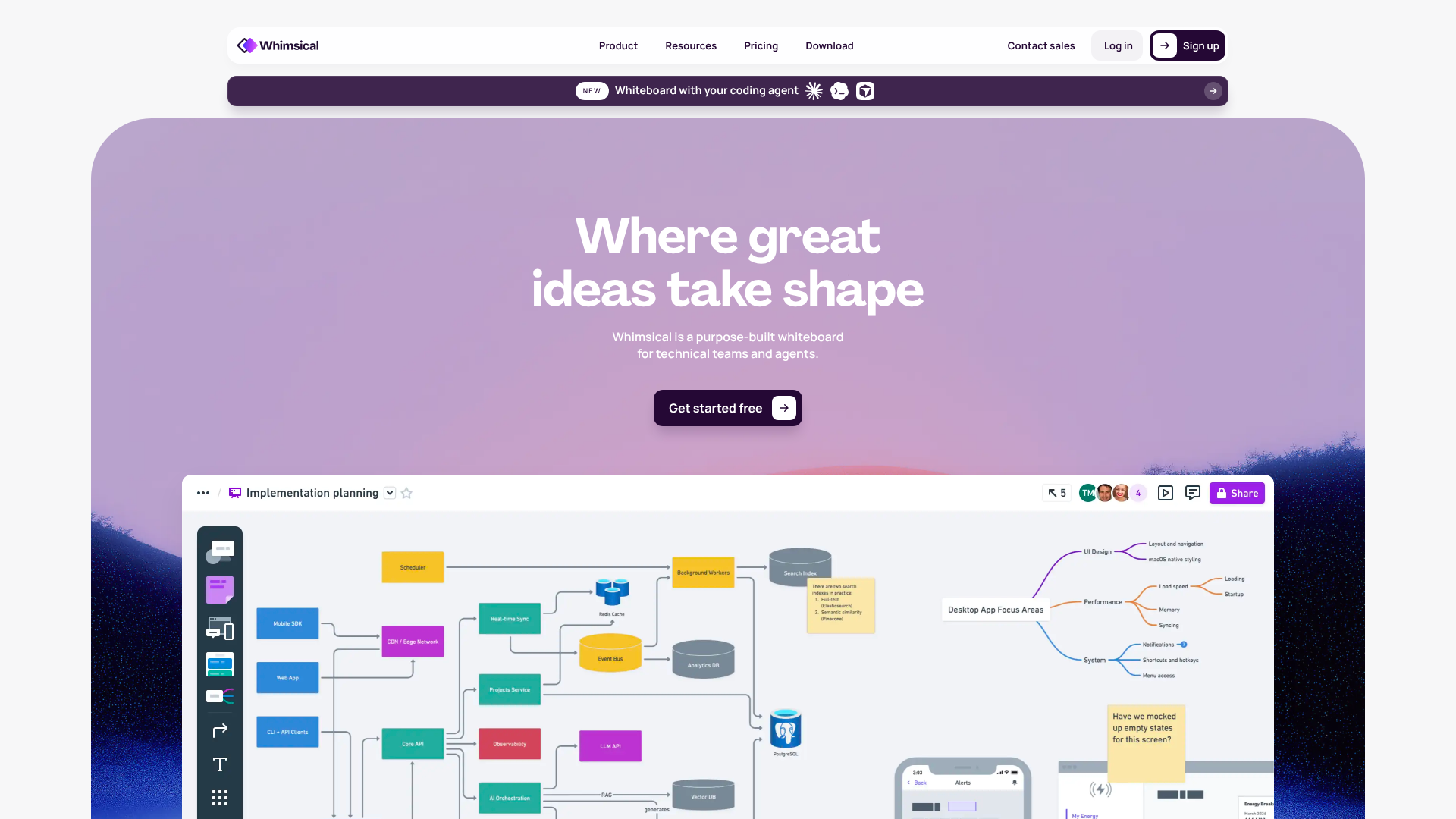 Whimsical whiteboard for technical and product teams