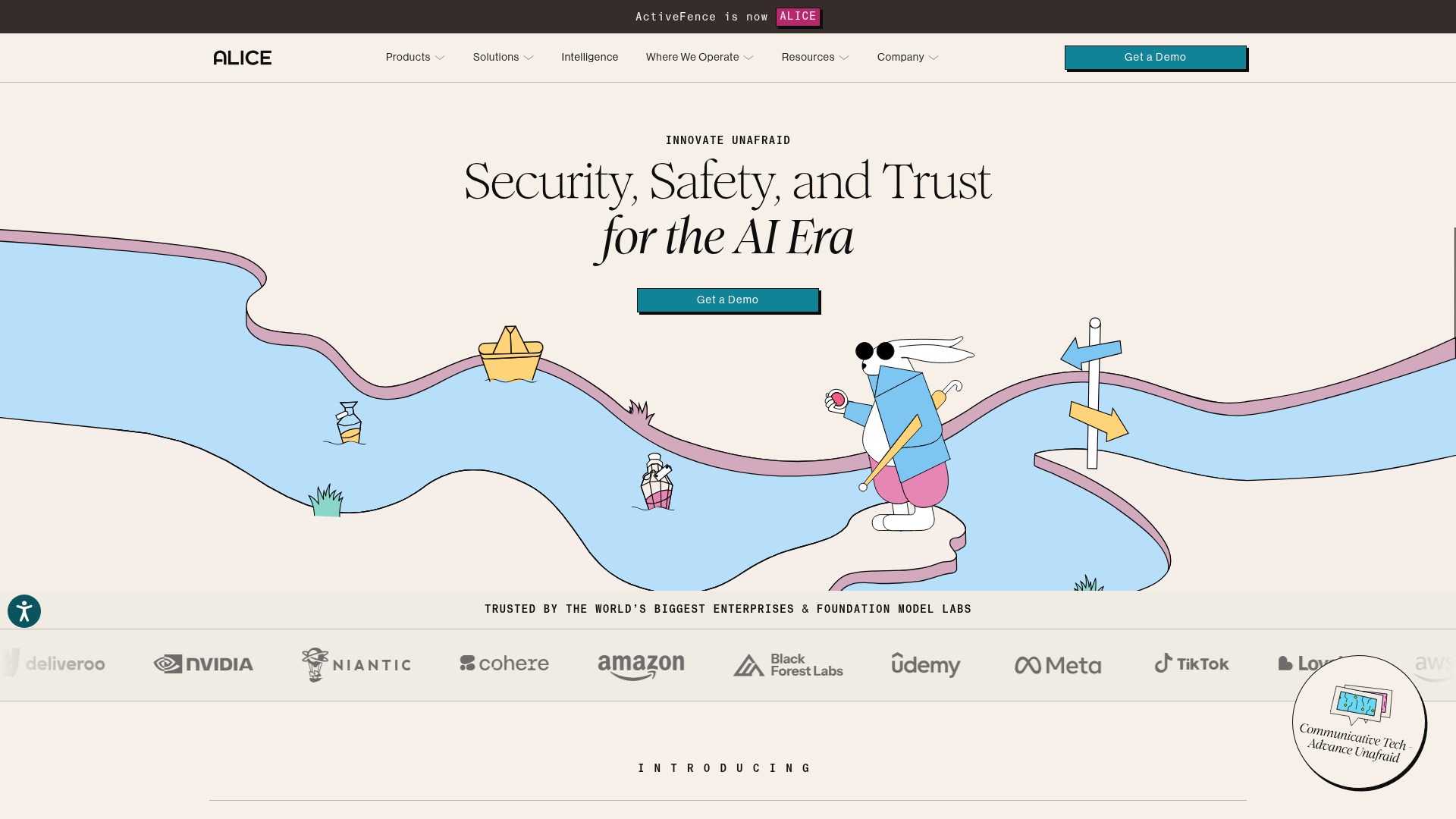 ActiveFence Alice trust and safety platform homepage