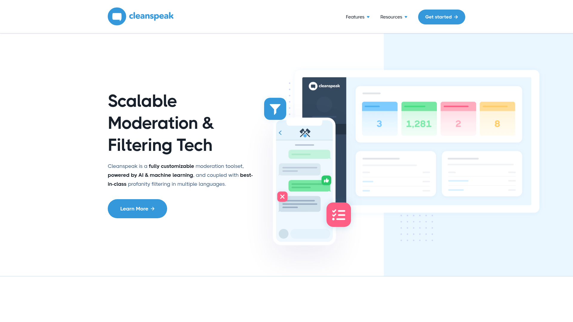 CleanSpeak profanity filtering and moderation toolset homepage