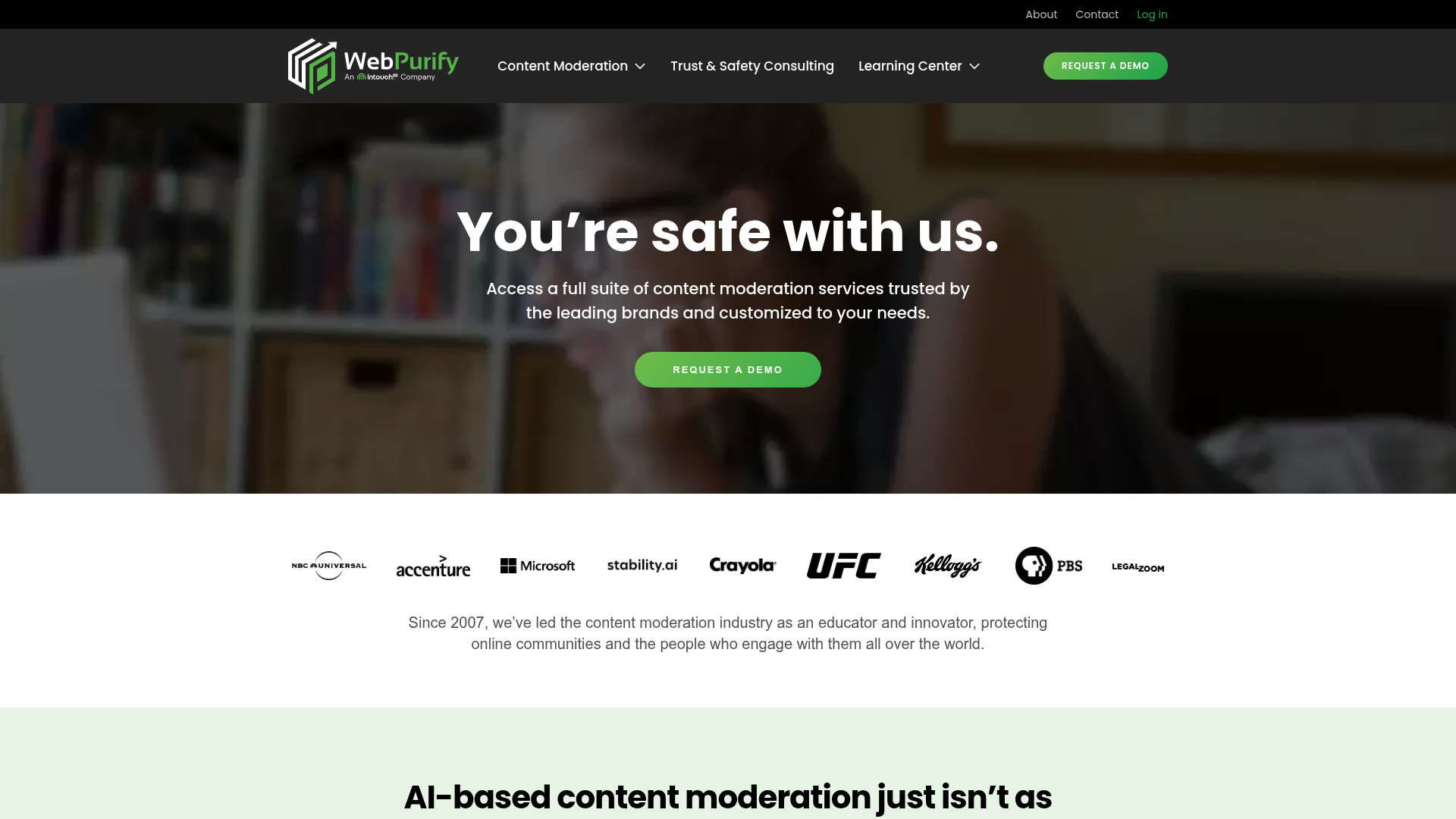 WebPurify content moderation services homepage