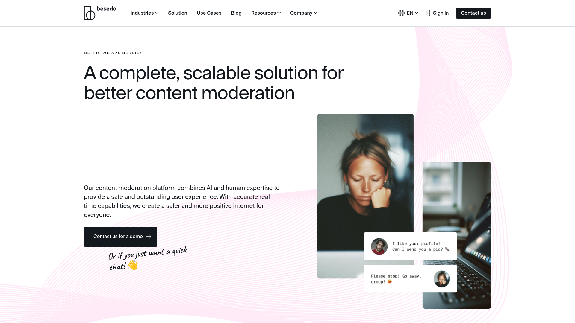 Besedo Implio marketplace content moderation homepage
