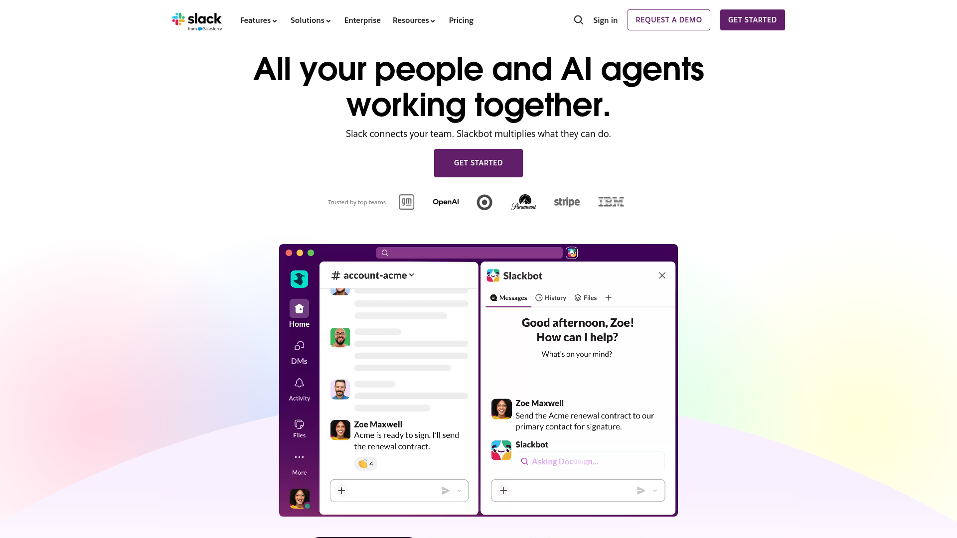 Slack business instant messaging software homepage