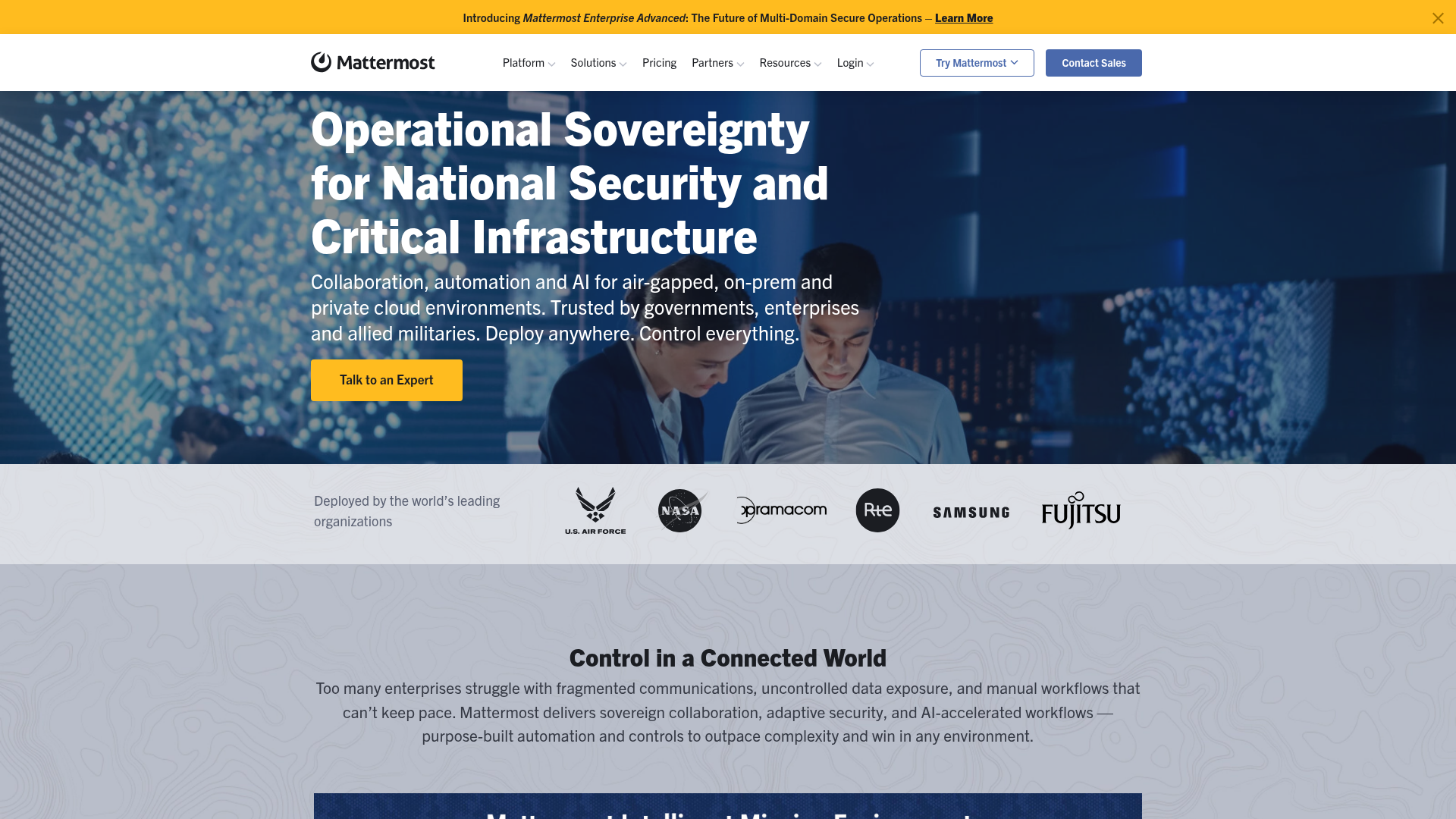 Mattermost secure team chat software homepage