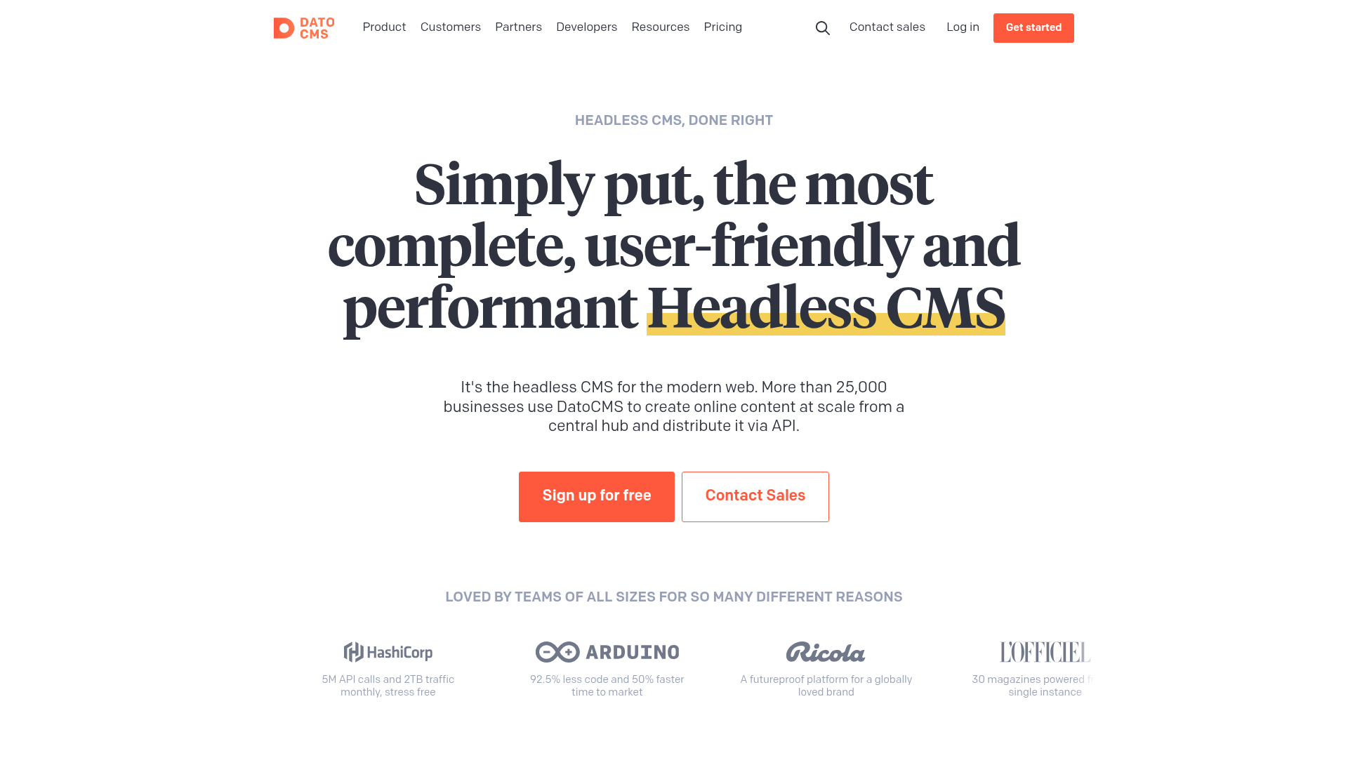 DatoCMS media-focused headless CMS homepage