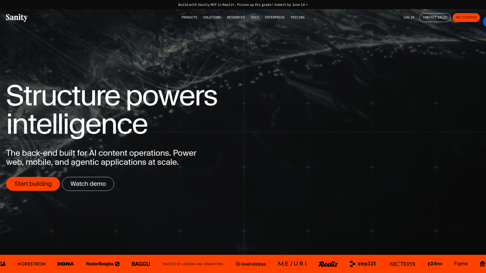 Sanity headless CMS platform homepage