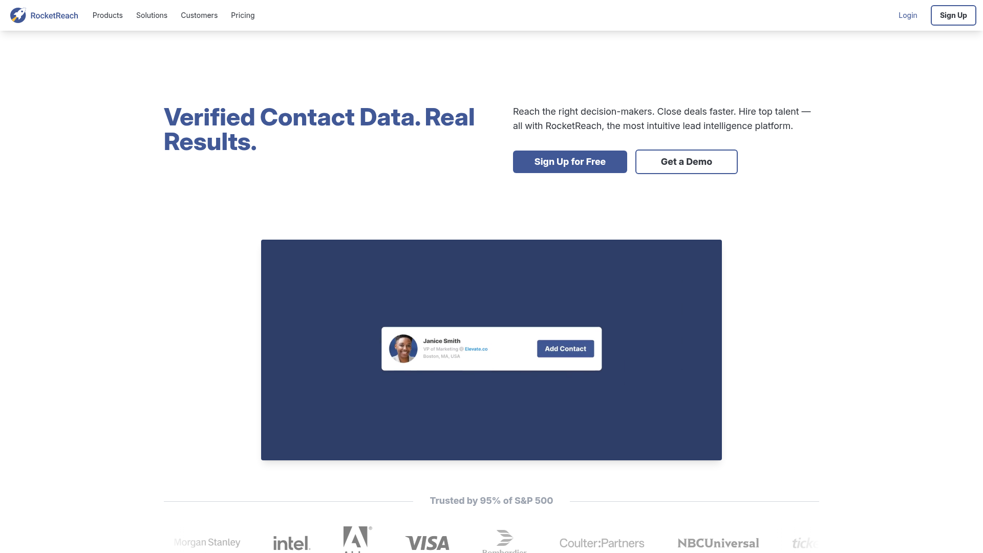 RocketReach b2b contact database interface