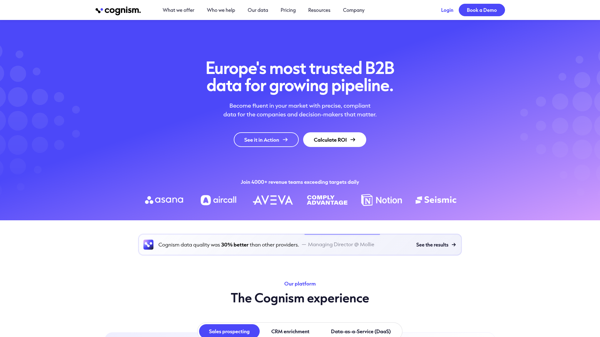 Cognism b2b contact database platform interface