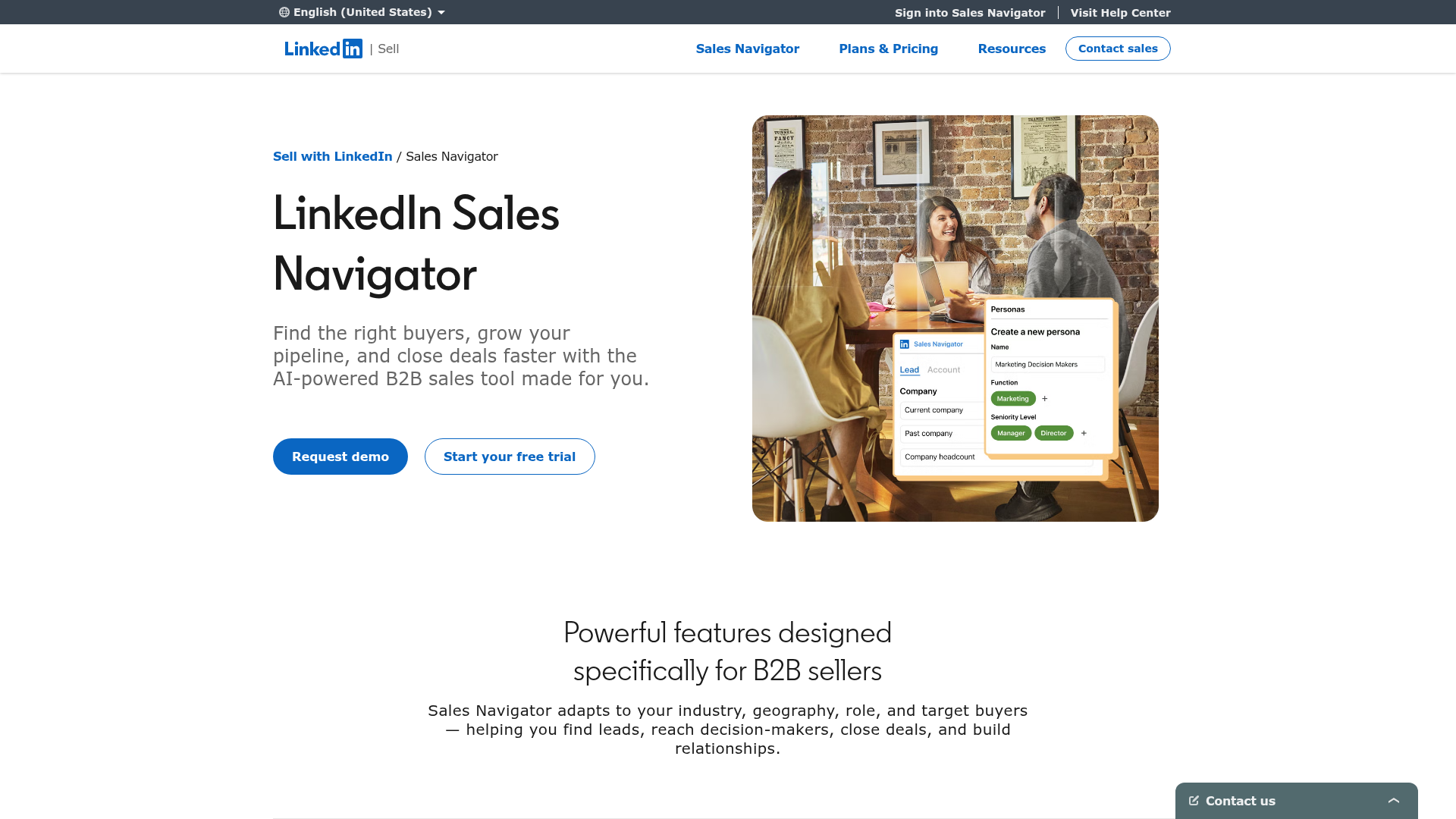 LinkedIn Sales Navigator b2b contact database interface