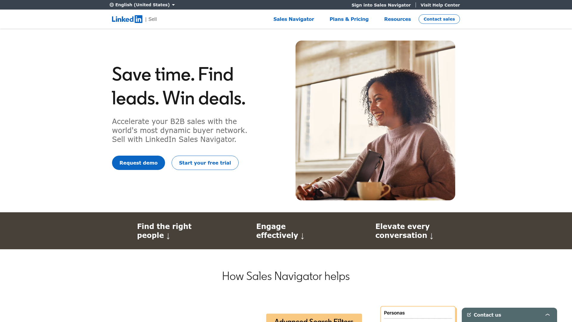 LinkedIn Sales Navigator showing advanced search filters and saved lead lists