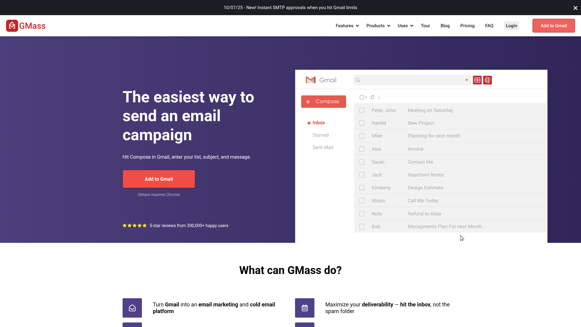 GMass Gmail-native cold email tool