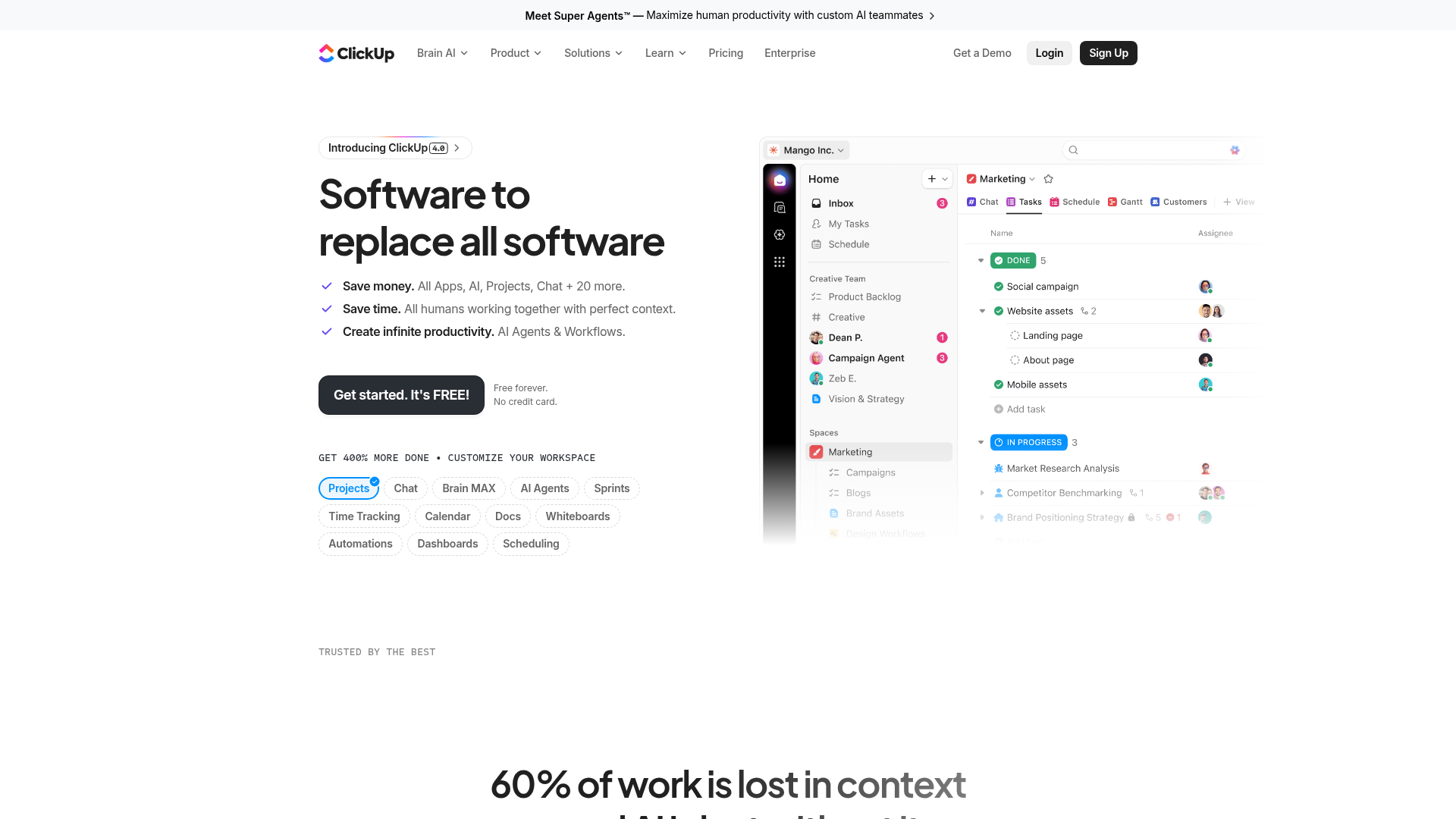 ClickUp all-in-one work platform interface