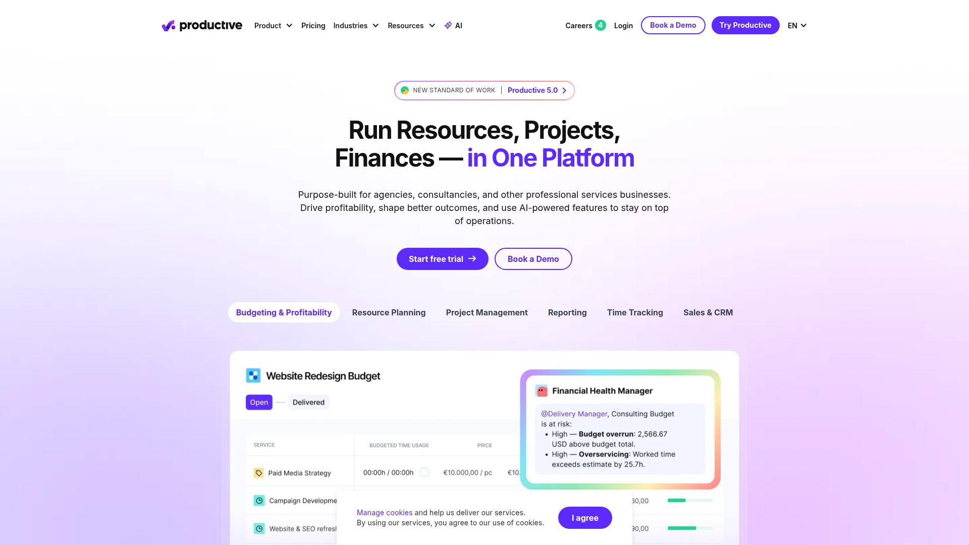 Productive agency operations and PSA platform view