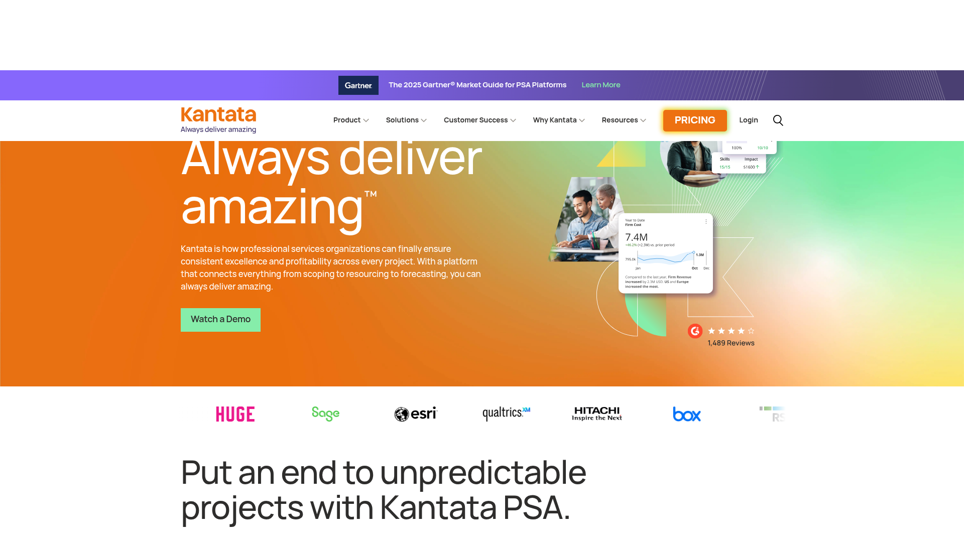 Kantata professional services automation resource and project view