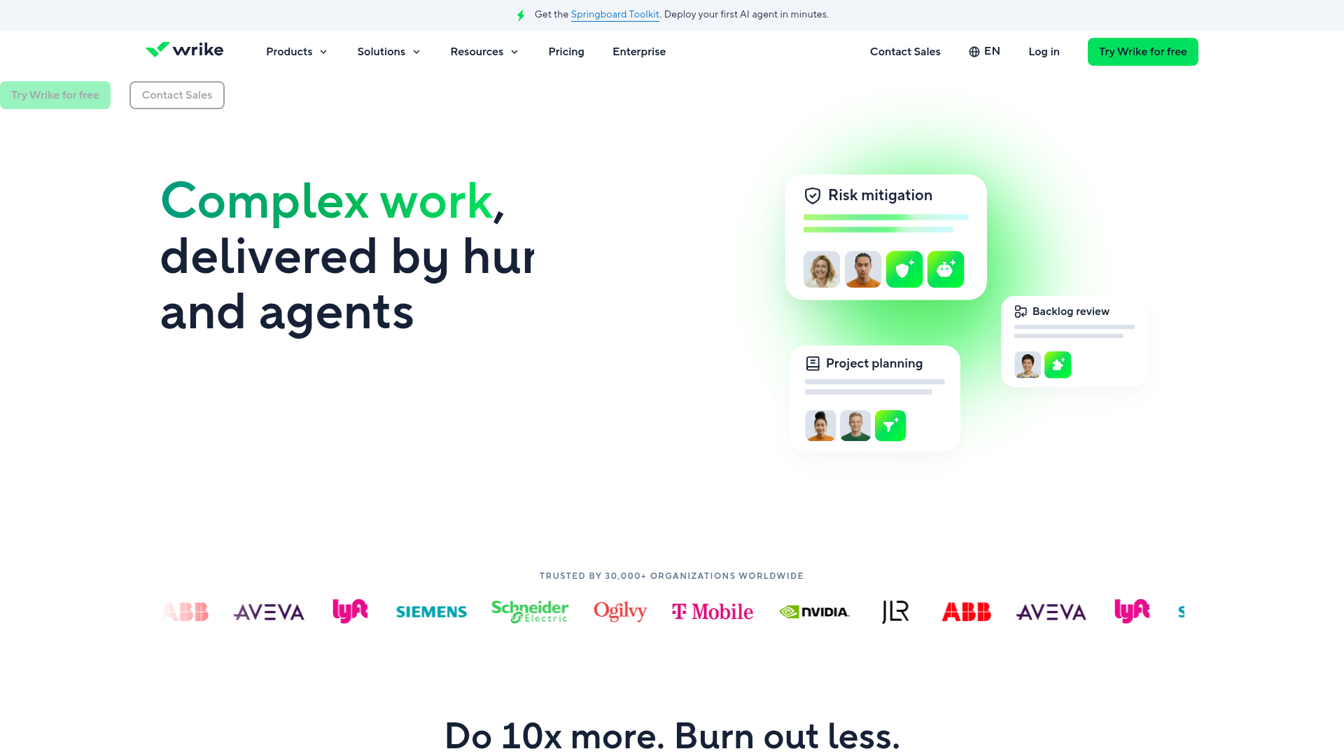 Wrike work management with portfolio dashboards.