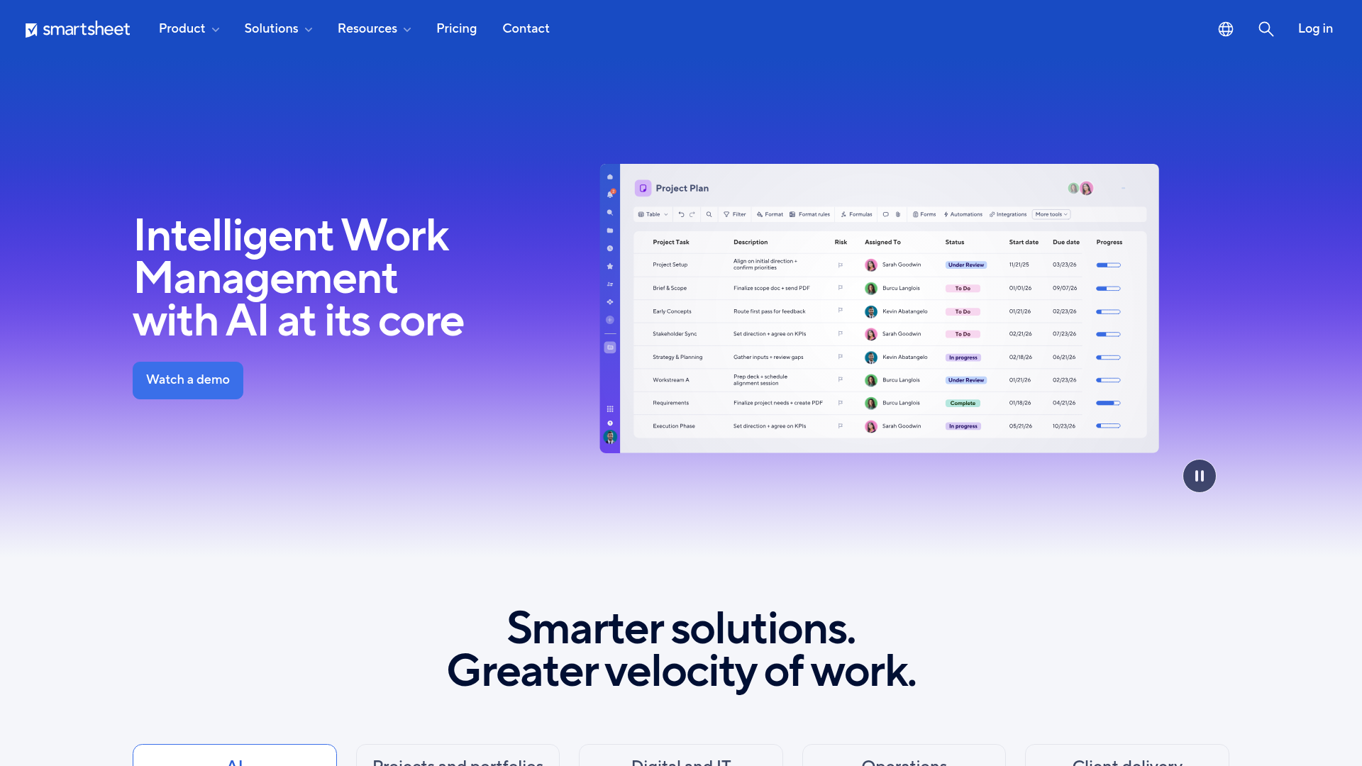 Smartsheet work and portfolio management platform.