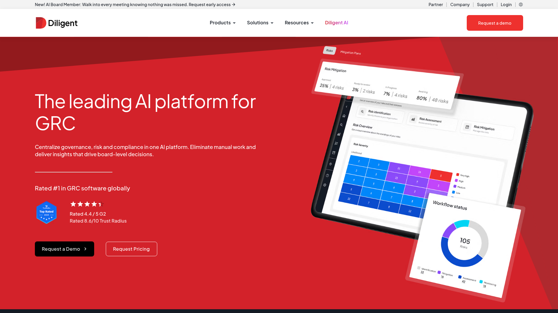Diligent One Platform GRC dashboard