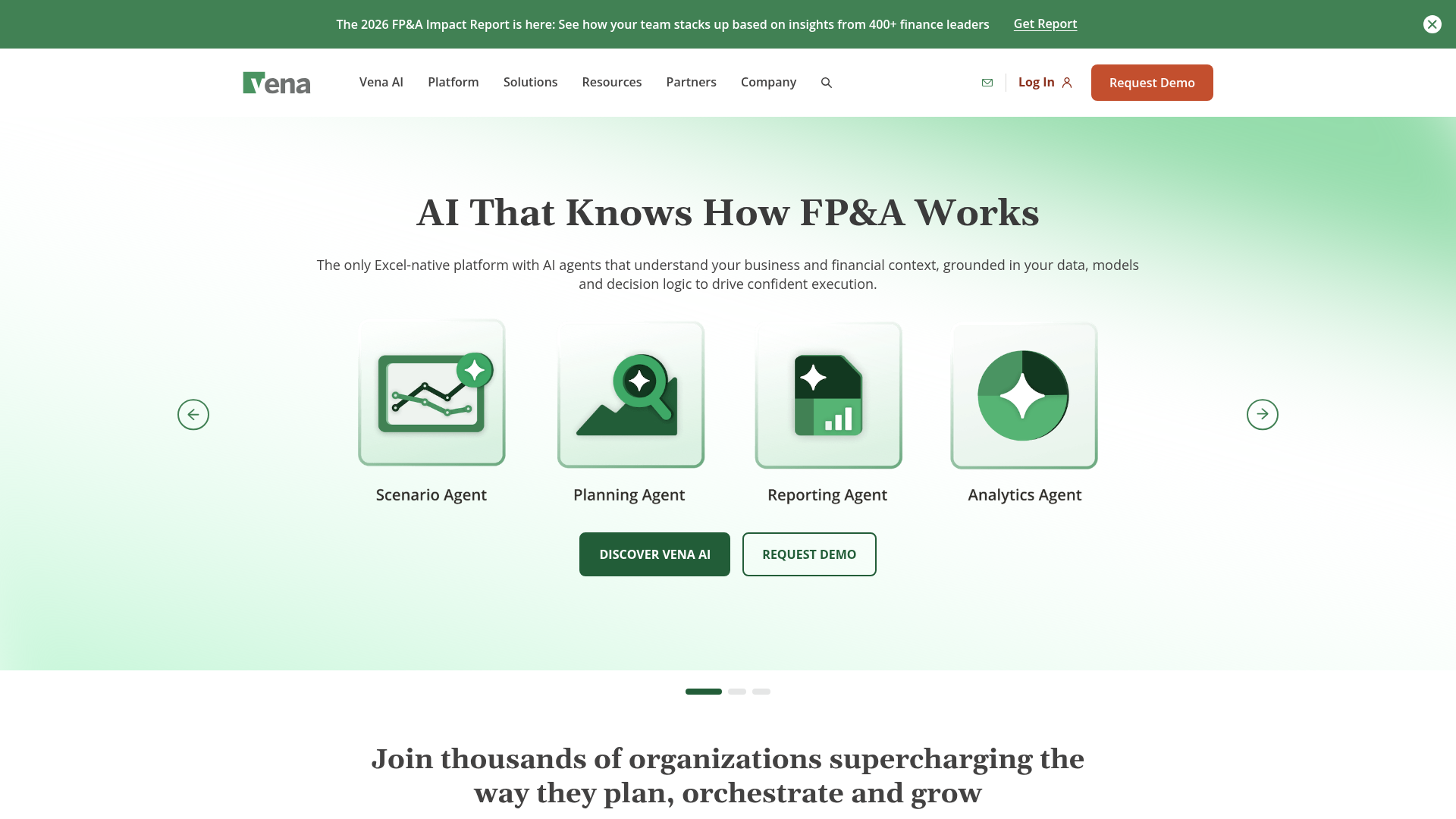 Vena Excel-native financial planning and reporting platform