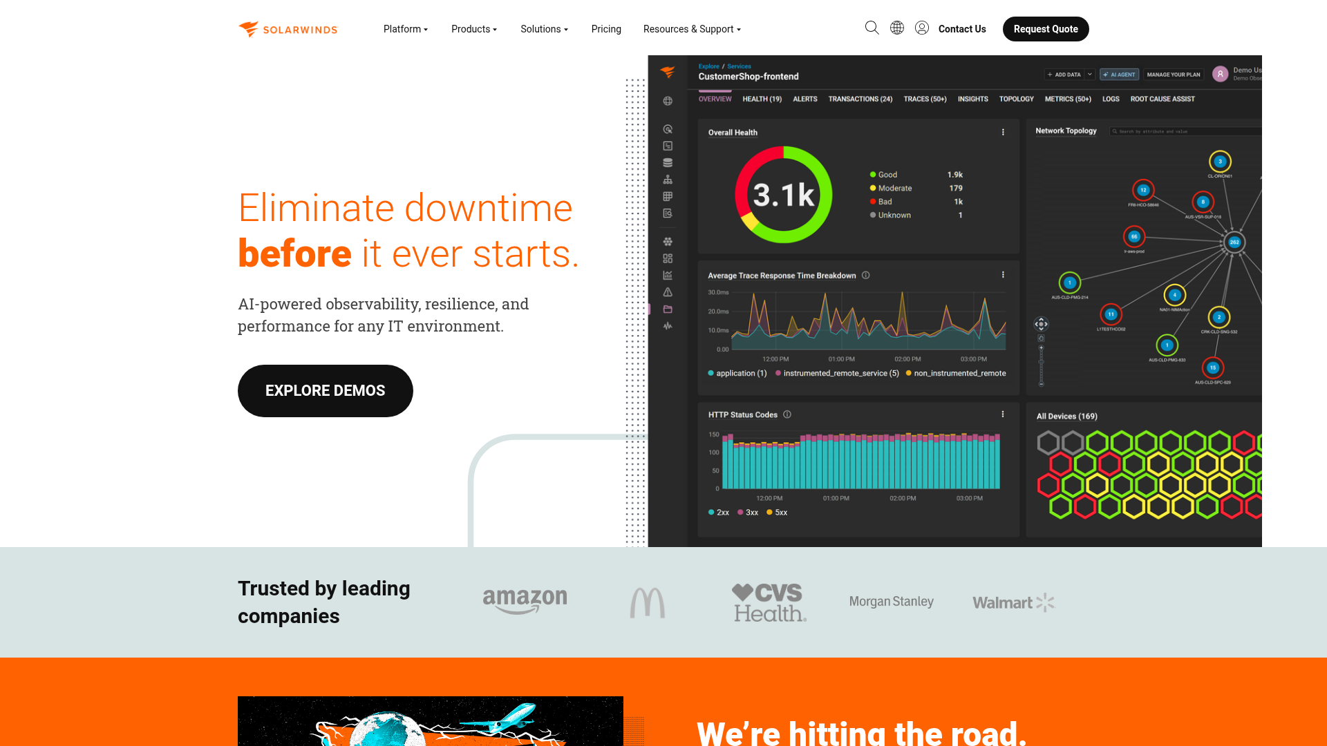 SolarWinds Server and Application Monitor dashboard