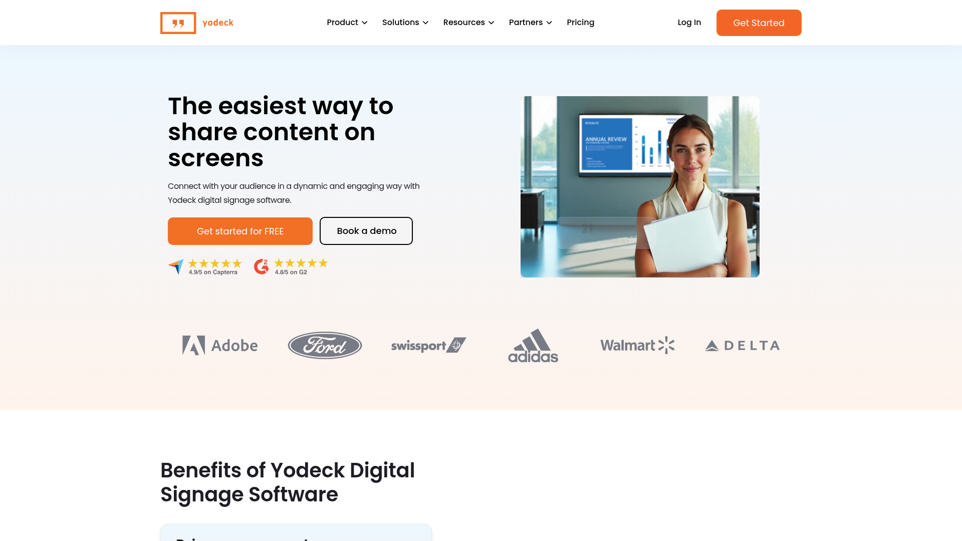 Yodeck digital signage software homepage