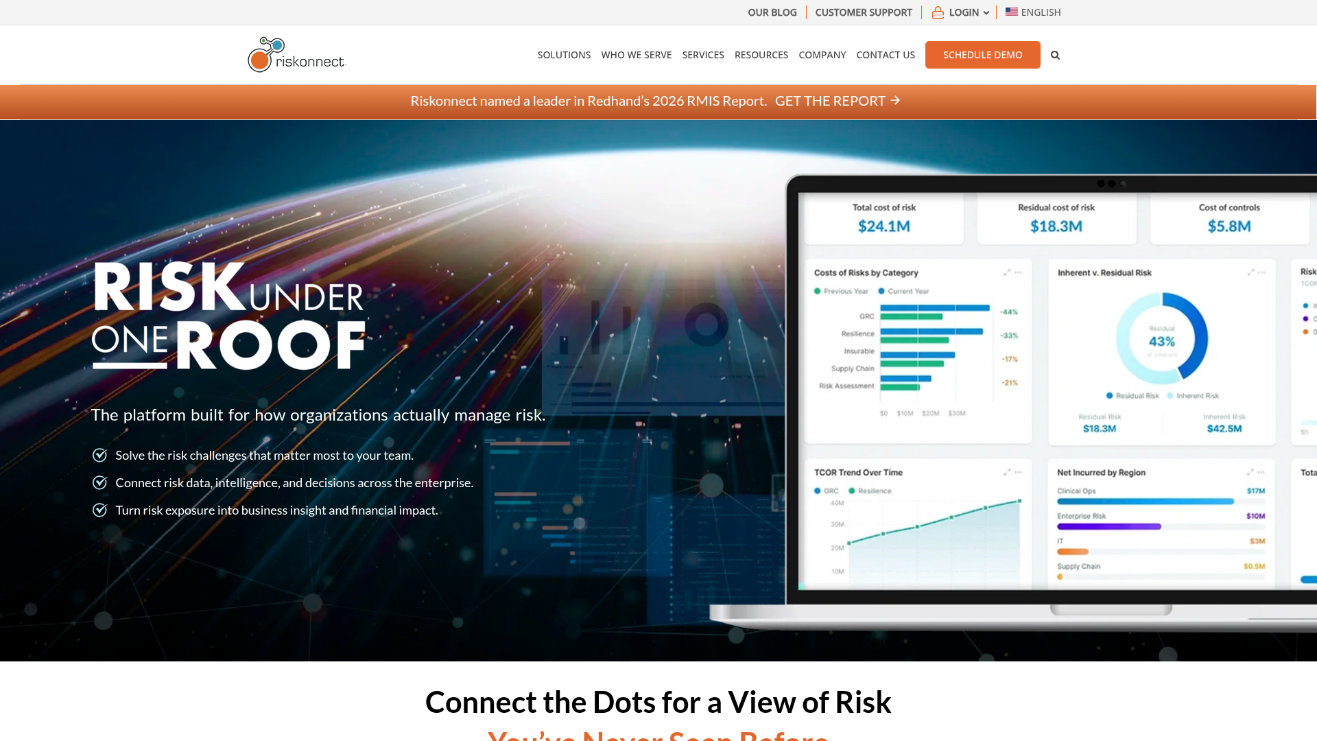 Riskonnect enterprise risk management software homepage