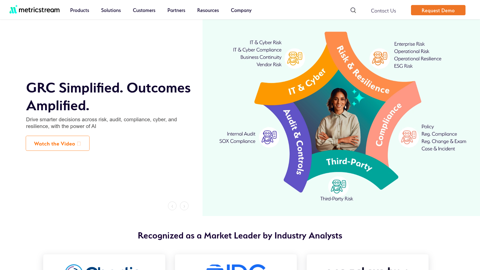 MetricStream connected GRC platform homepage