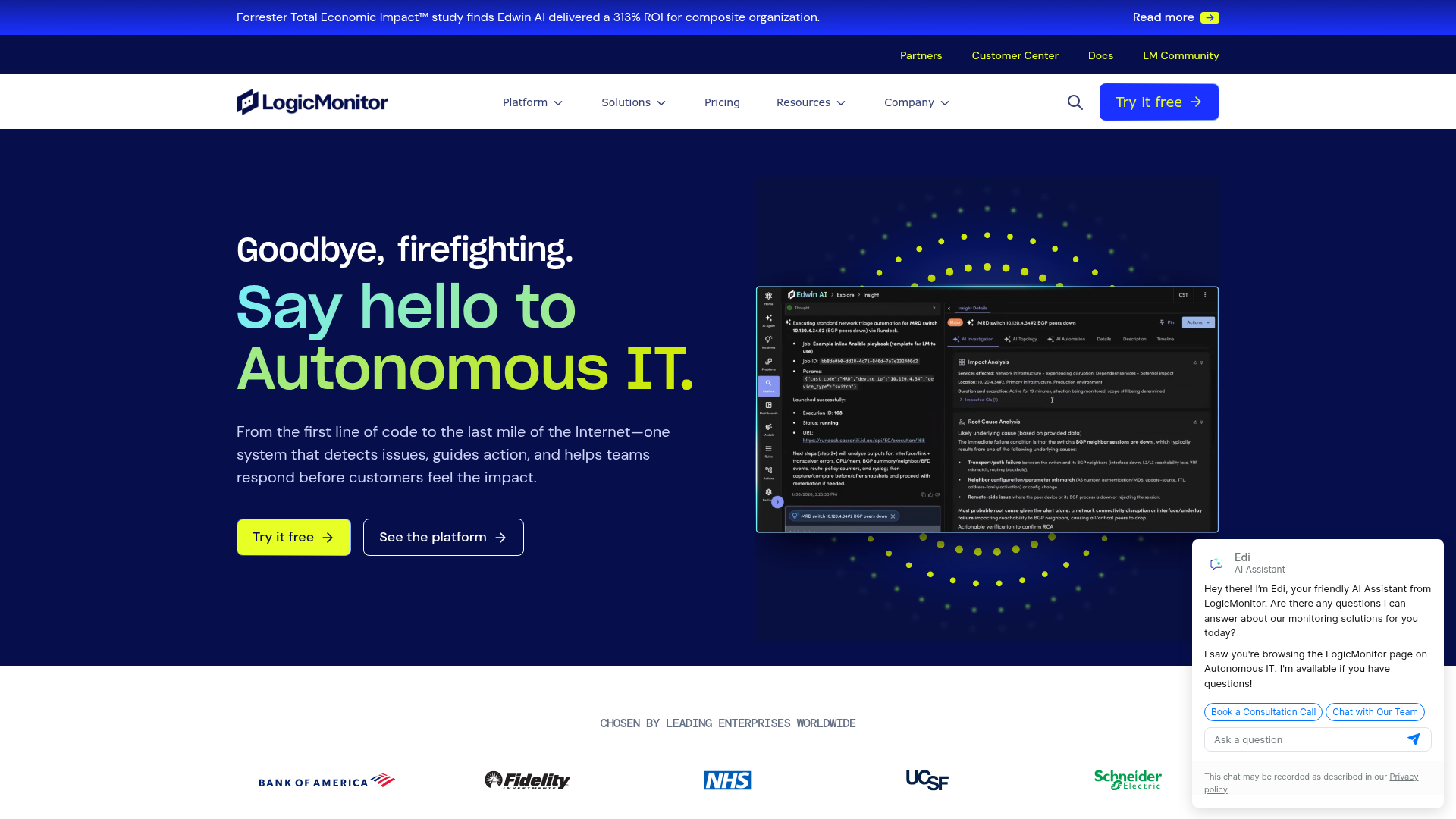 LogicMonitor hybrid observability dashboard