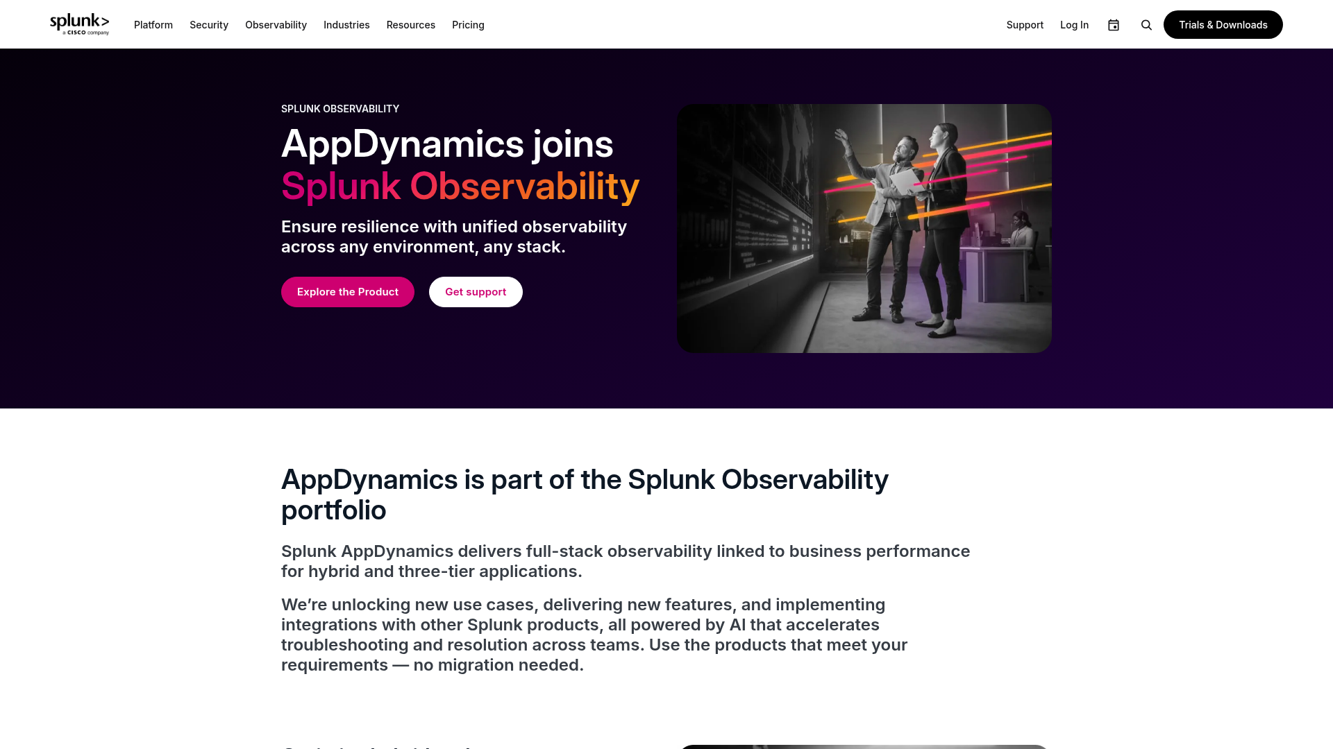 AppDynamics application performance monitoring dashboard