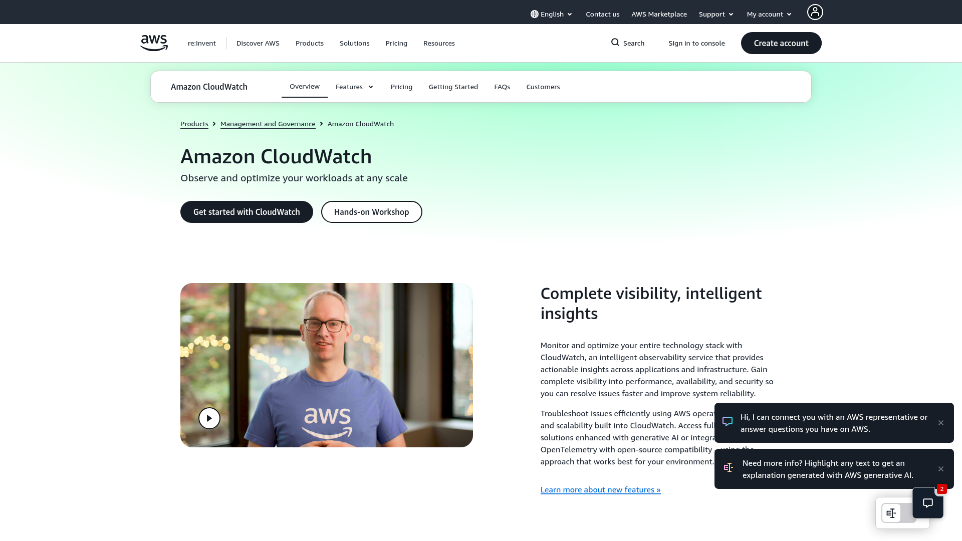 Amazon CloudWatch AWS monitoring dashboard