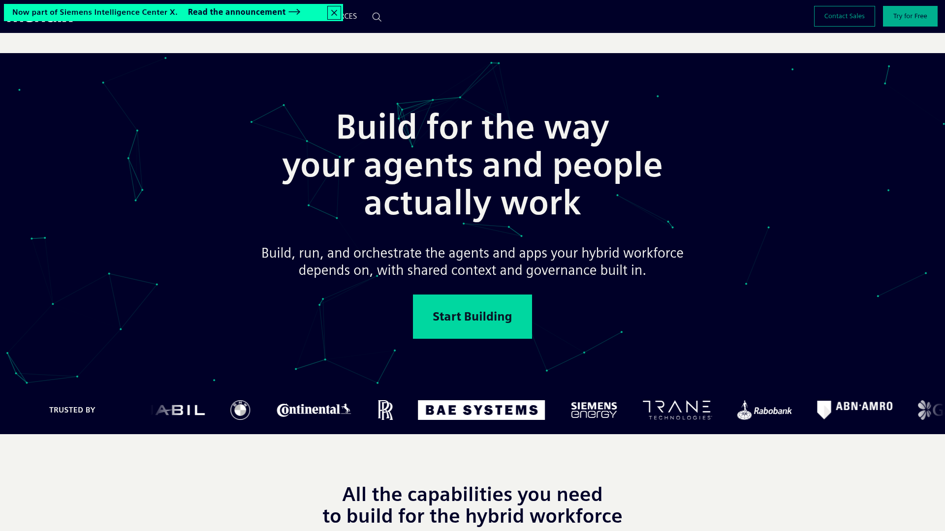 Mendix low-code application platform homepage