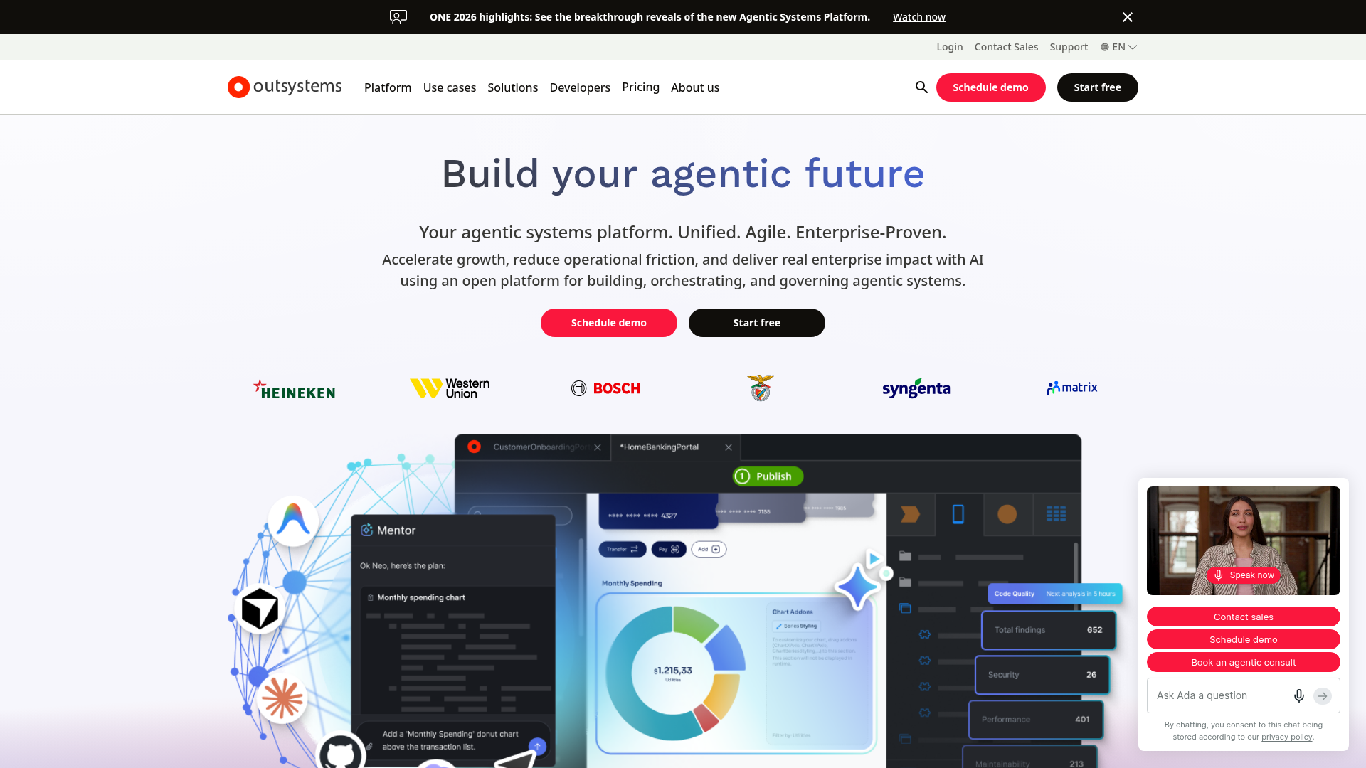 OutSystems low-code development platform homepage