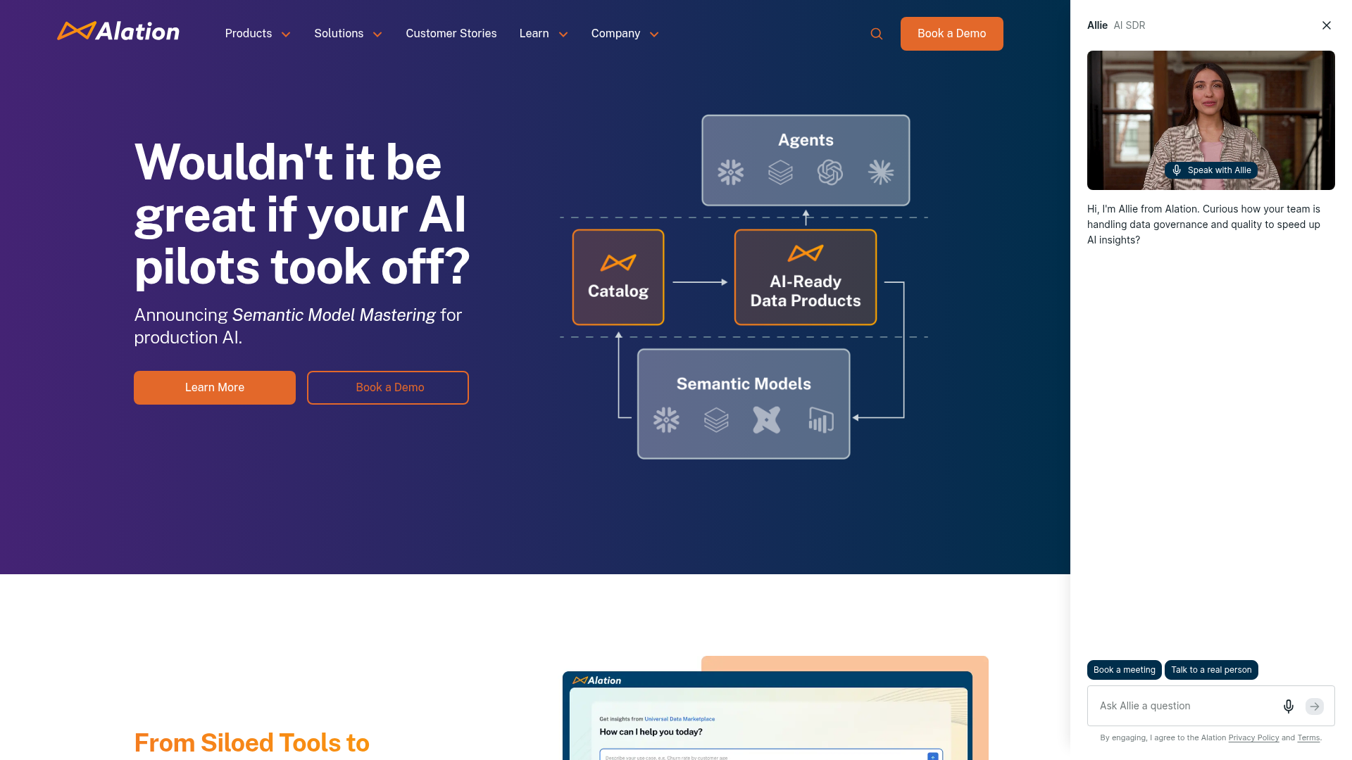 Alation data intelligence platform homepage