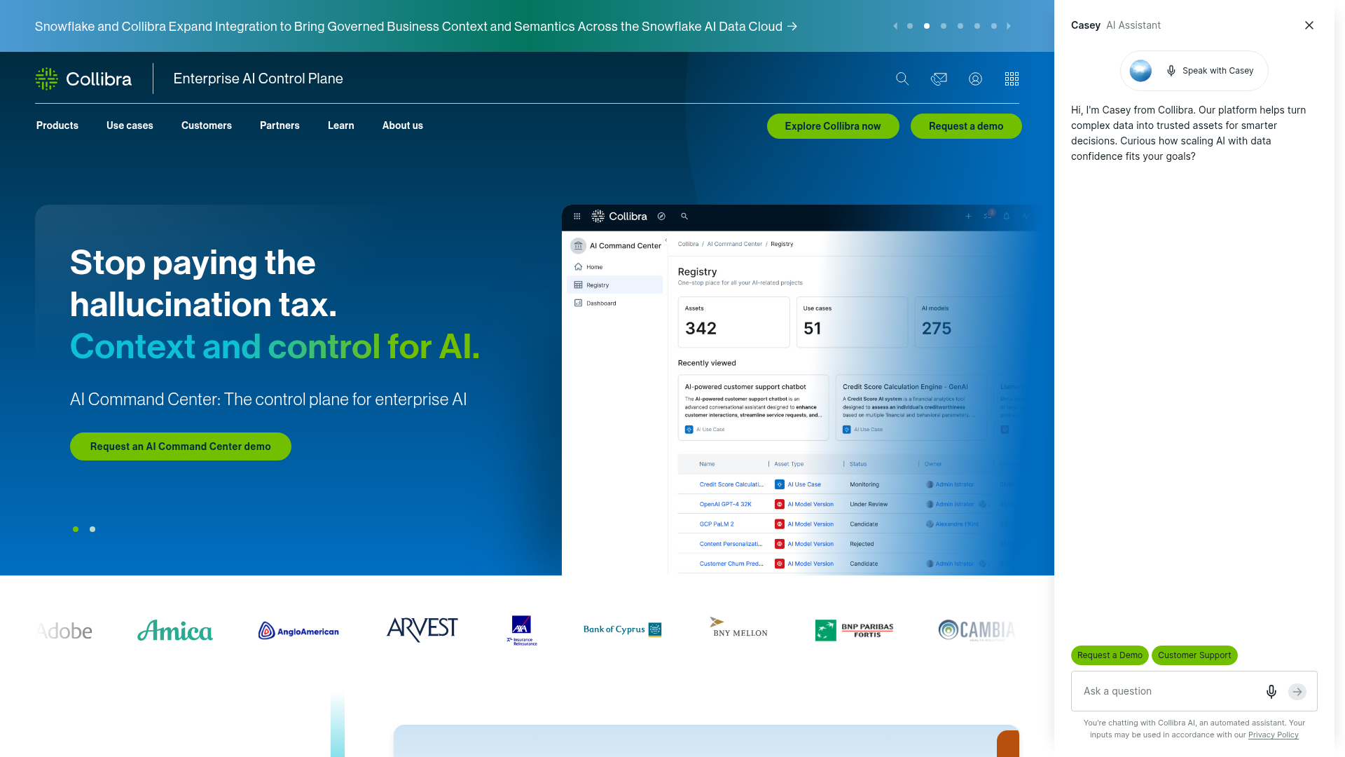 Collibra data governance platform homepage