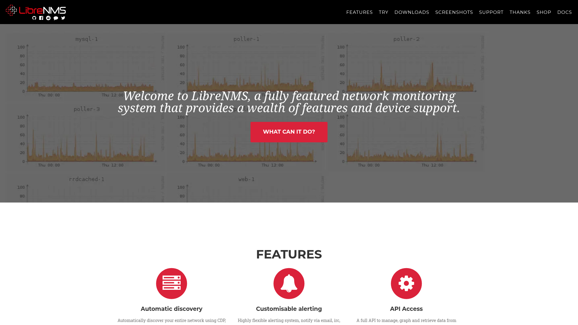 LibreNMS network monitoring dashboard
