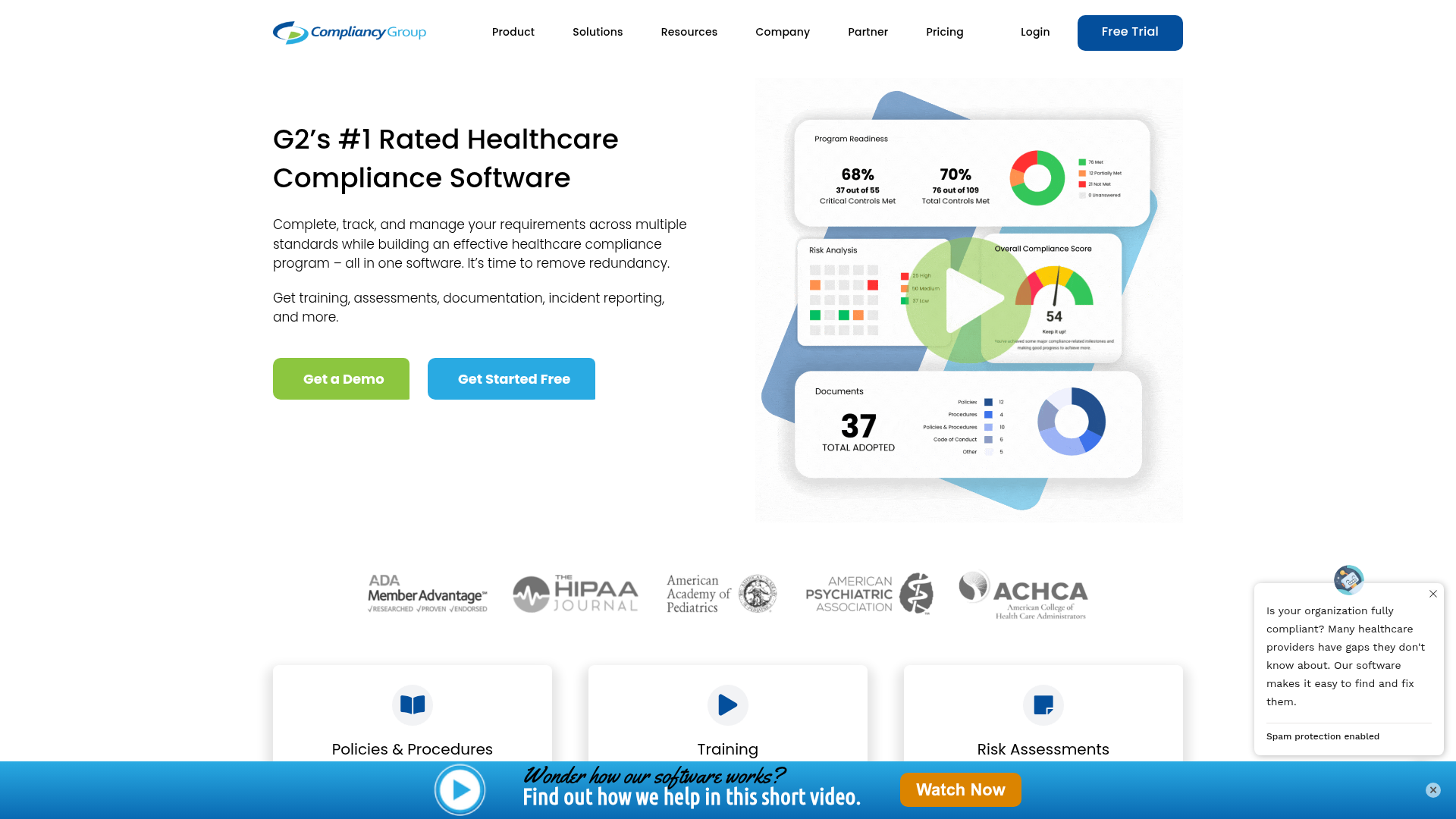 Compliancy Group HIPAA compliance software The Guard platform homepage