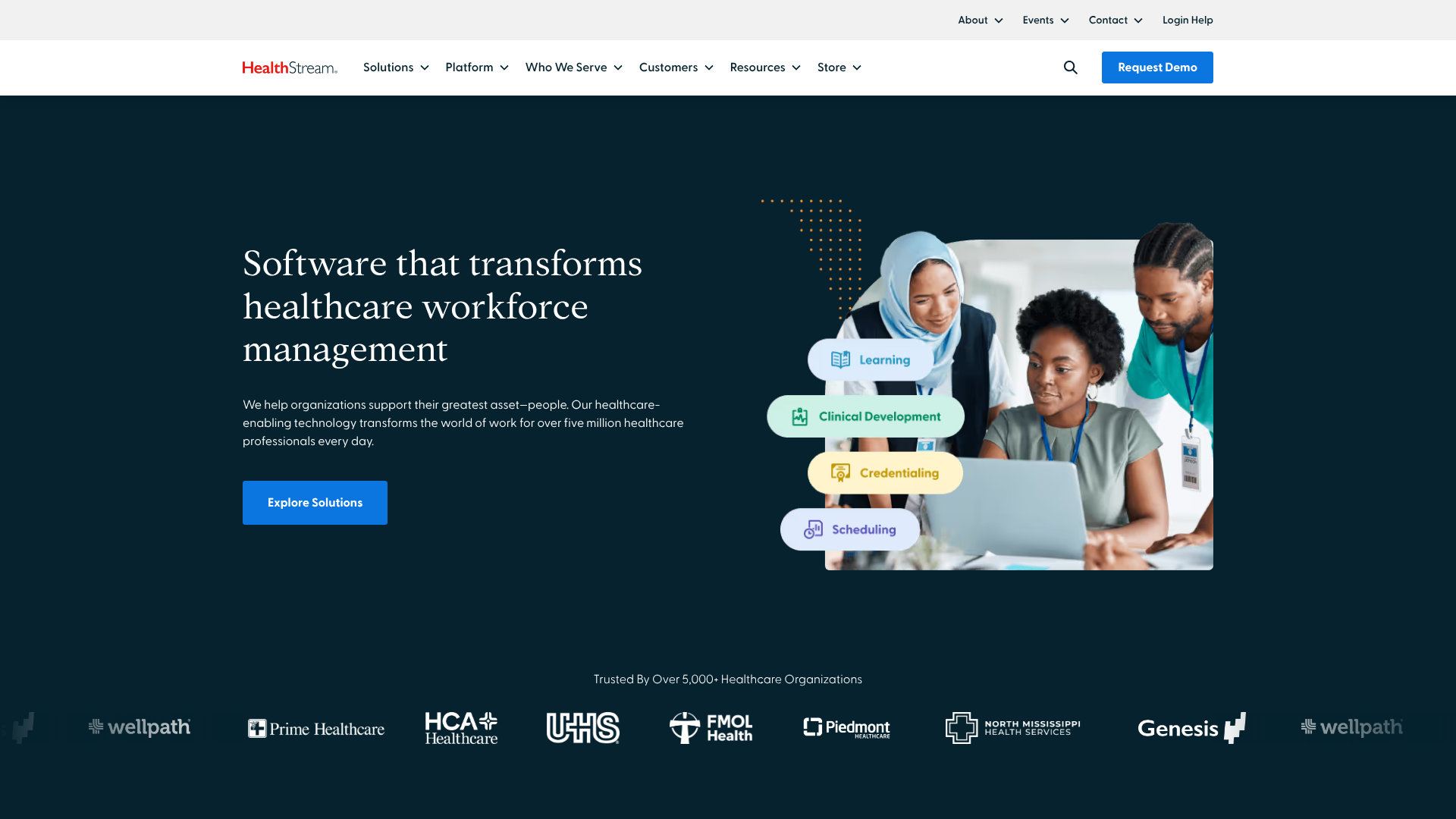 HealthStream healthcare workforce learning and credentialing platform homepage