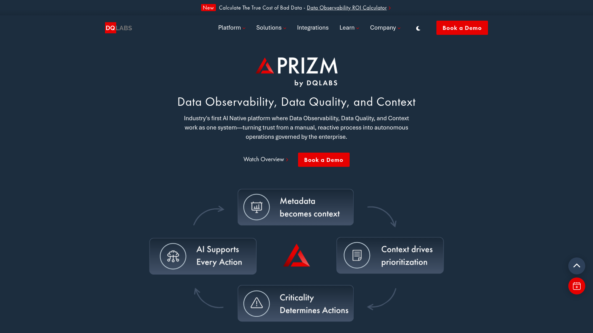 DQLabs Prizm data quality and observability platform homepage