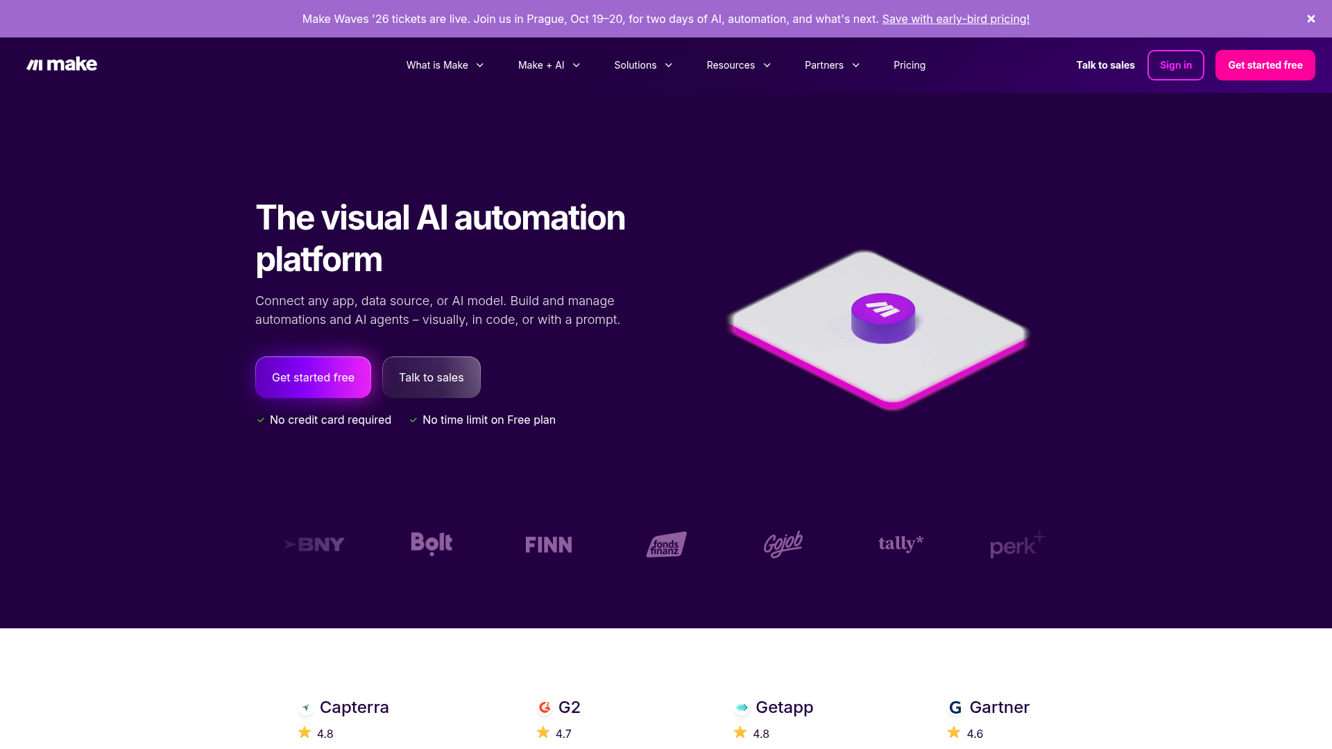 Make visual automation platform homepage