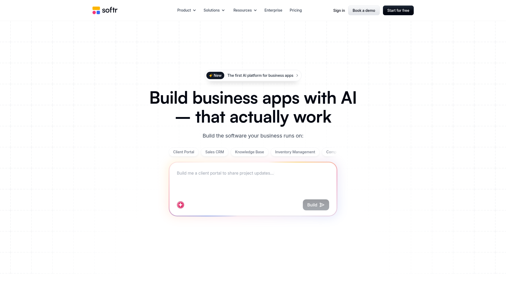 Softr no-code portal builder homepage