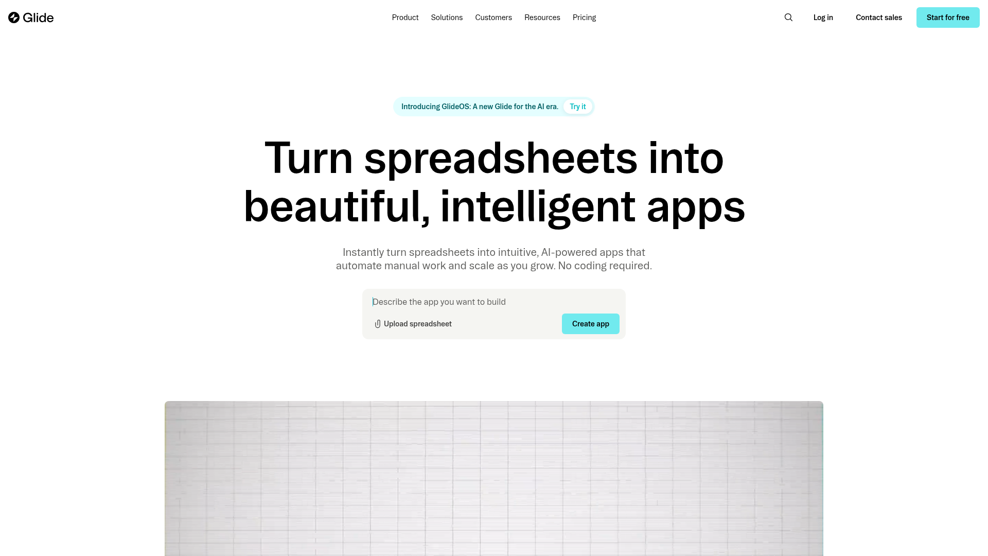Glide app builder homepage