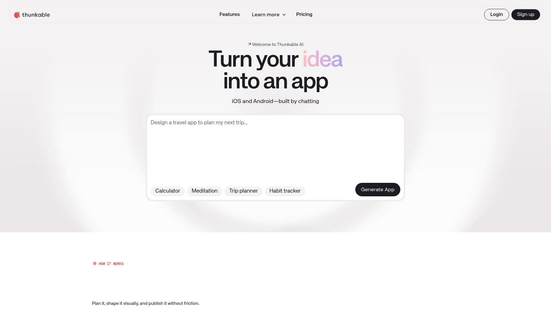Thunkable native mobile app builder homepage