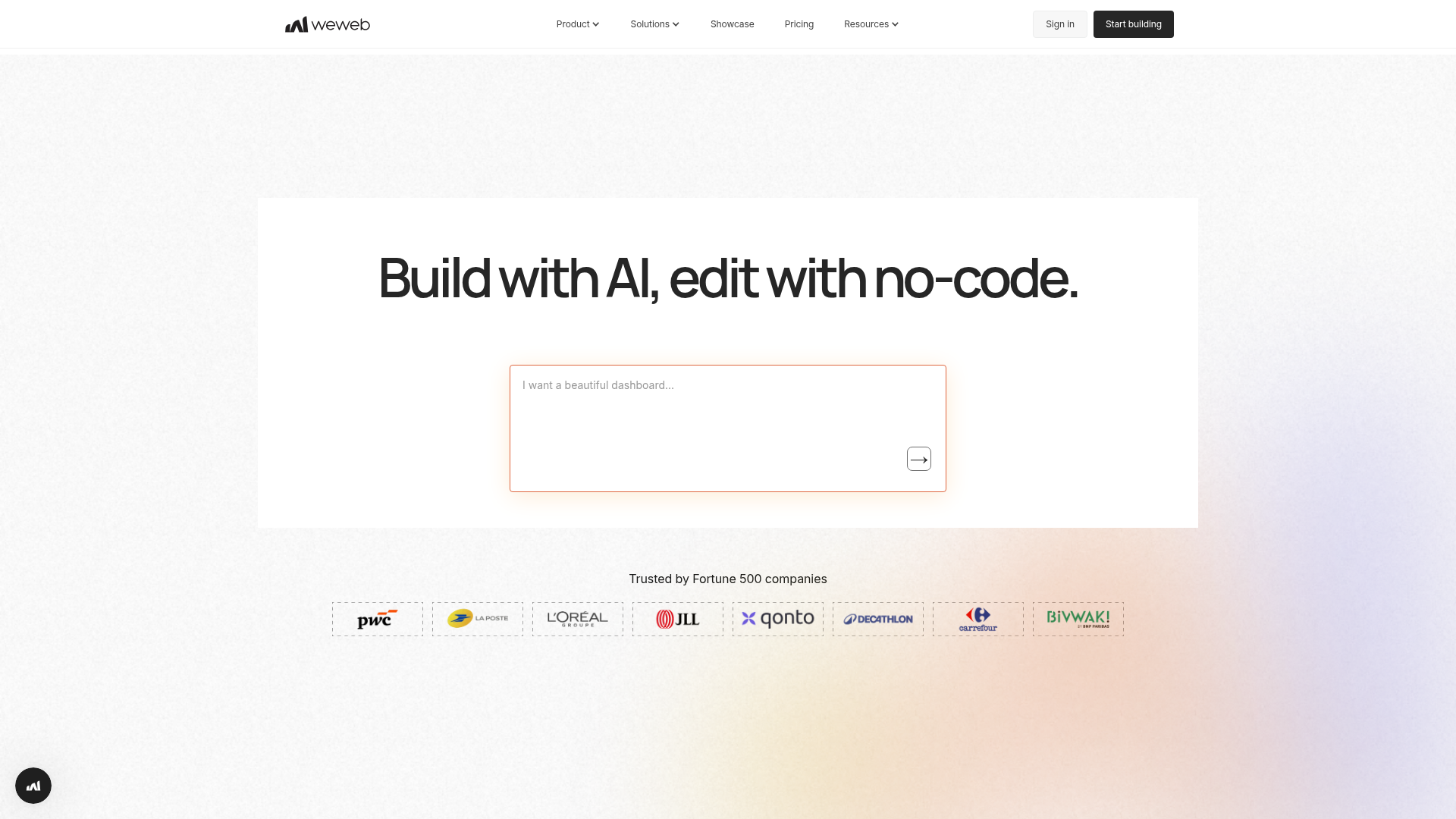 WeWeb front-end builder homepage