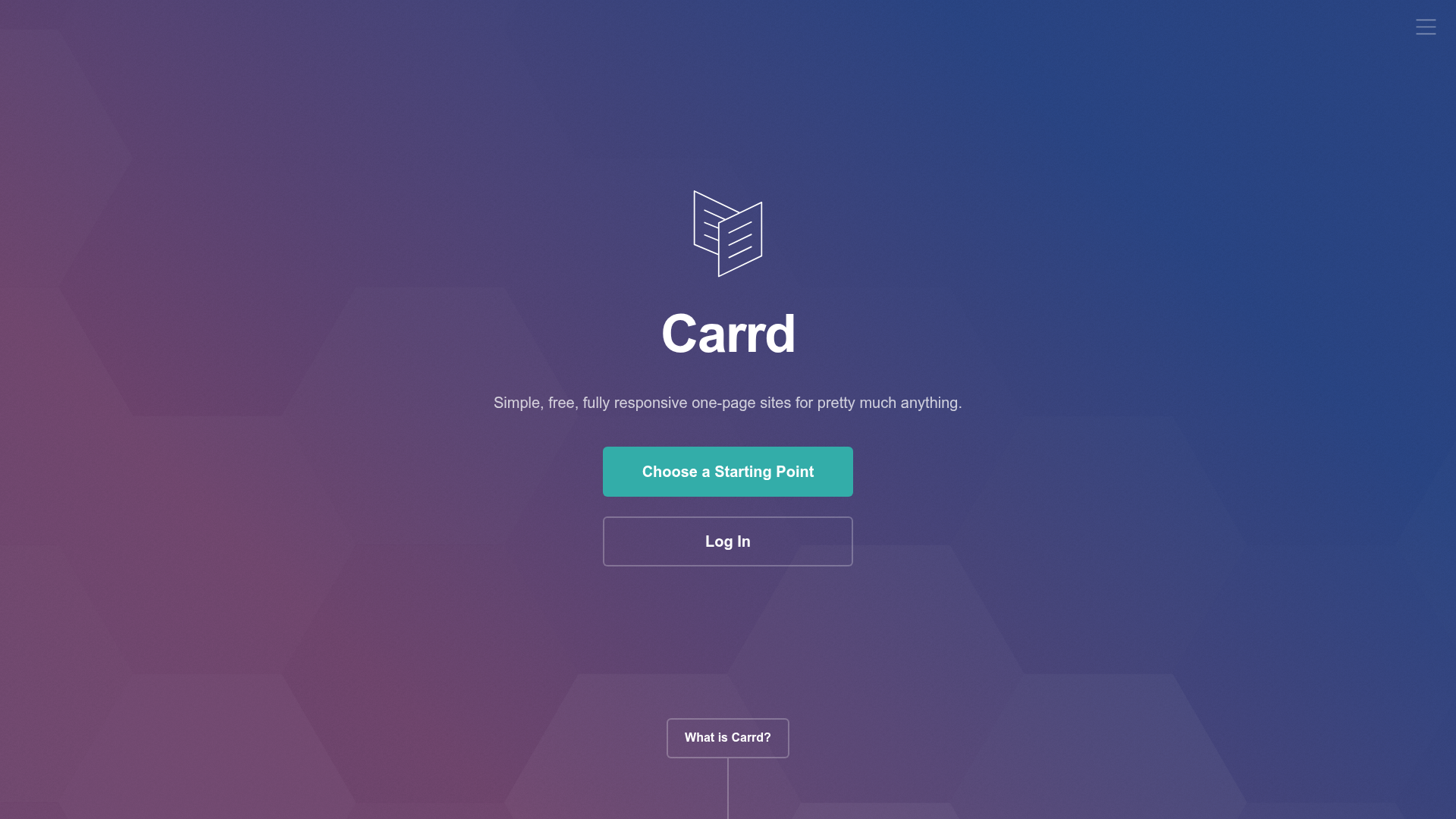 Carrd one-page site builder homepage