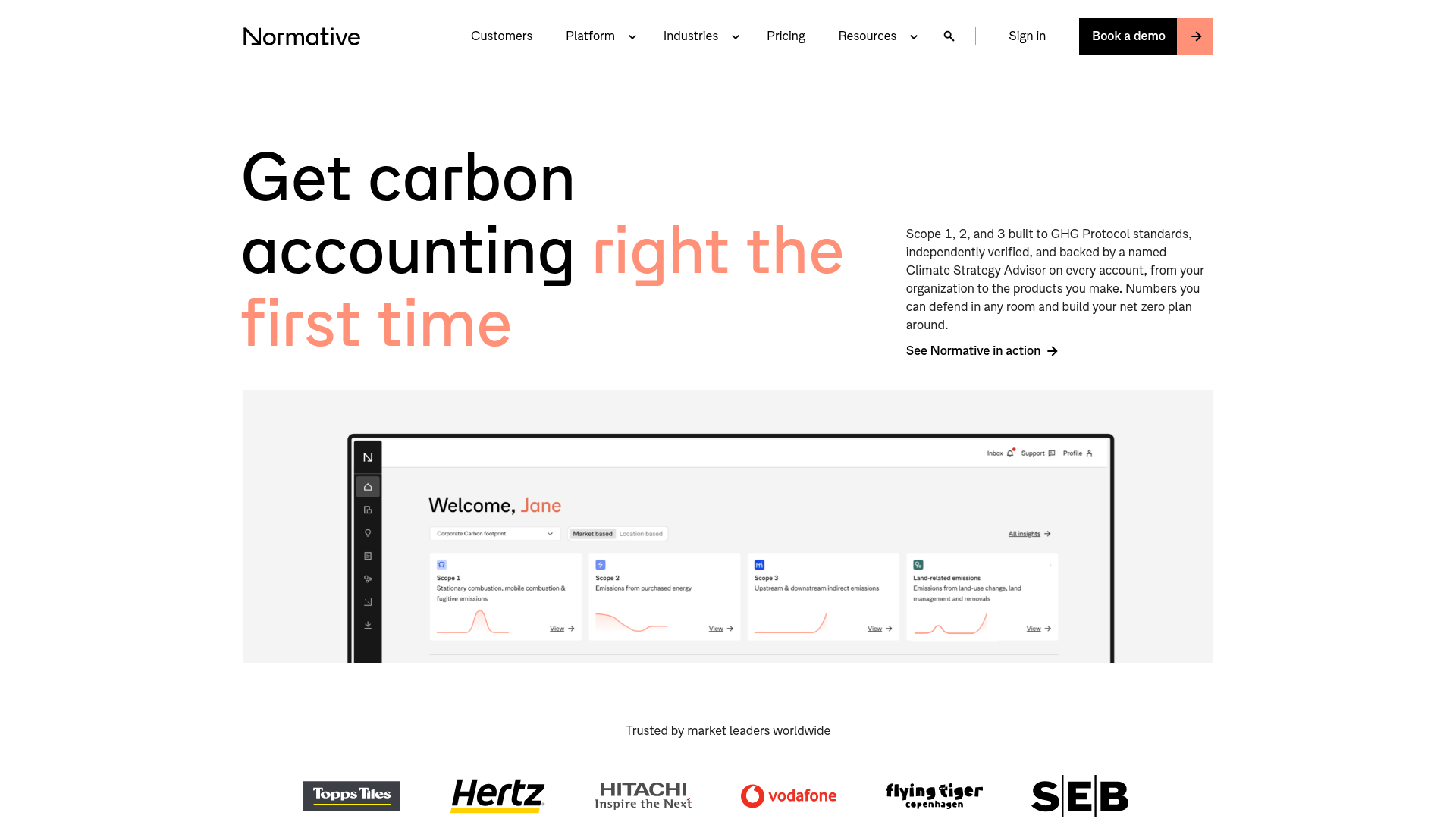 Normative carbon accounting engine