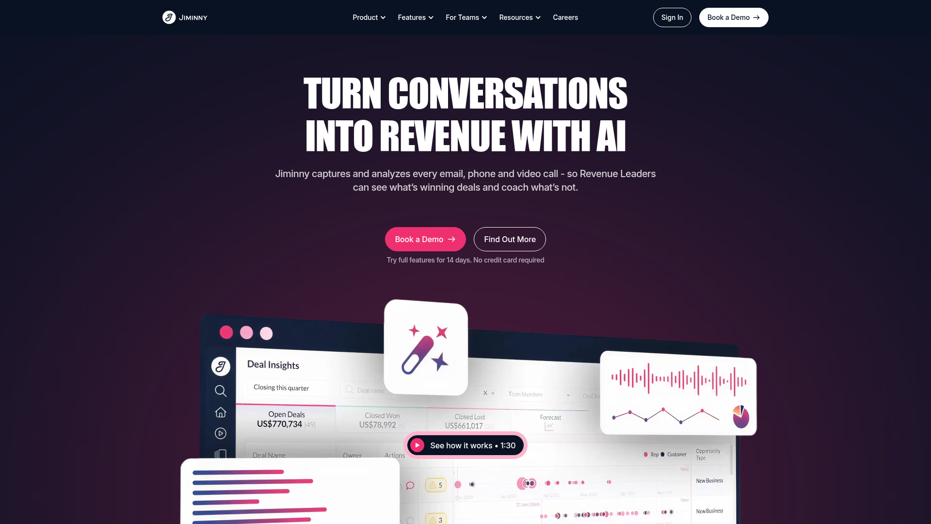 Jiminny conversation and revenue intelligence dashboard