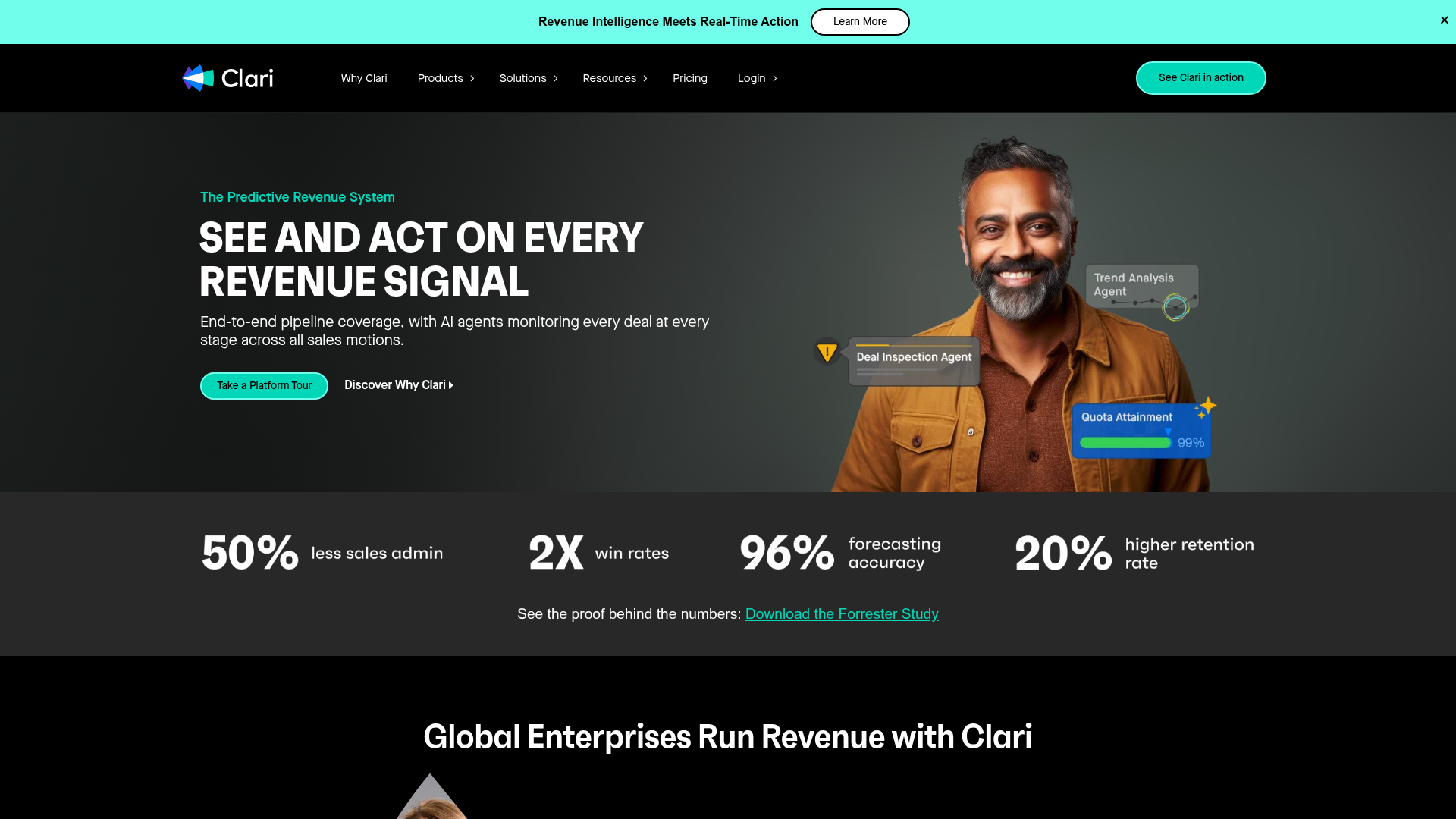 Clari revenue platform with conversation intelligence interface